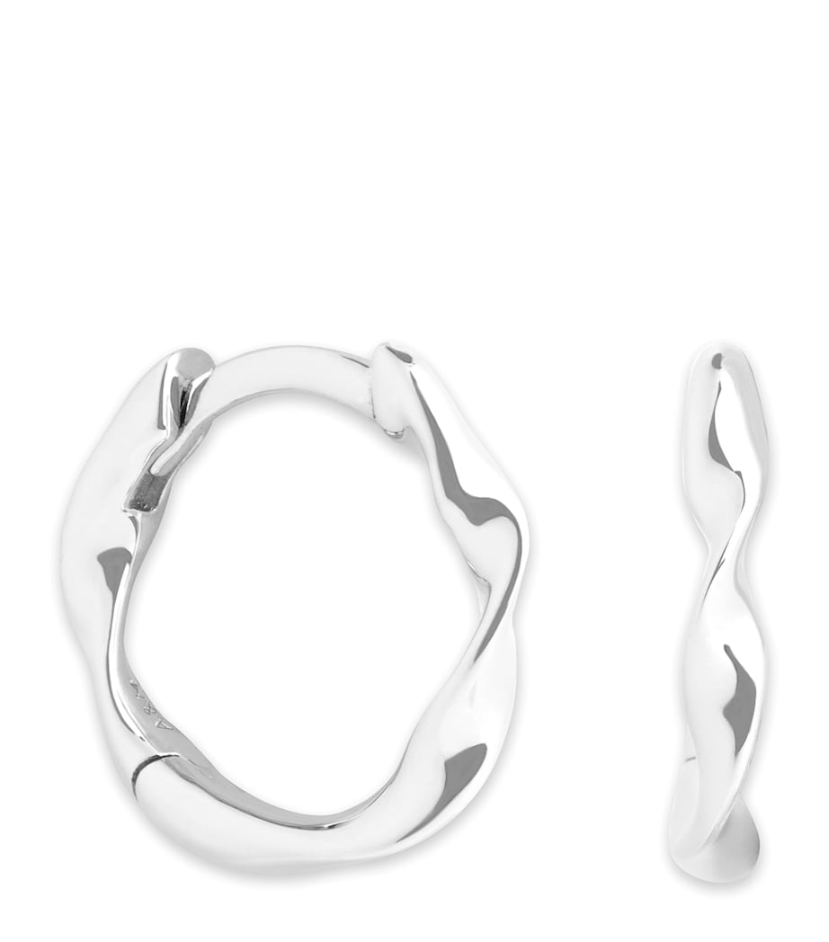 Astrid & Miyu Small White Gold Twist Hoop Earrings White Gold Image 1