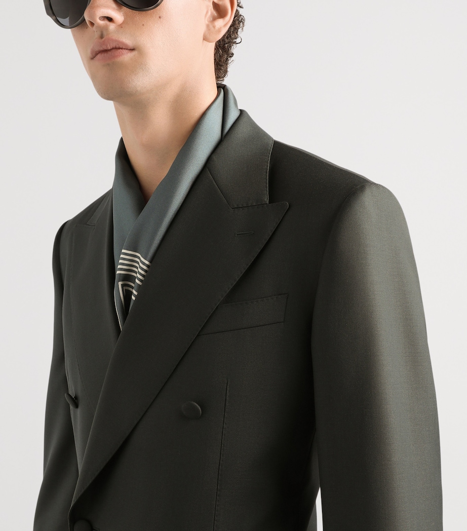 Dolce&Gabbana Mens Virgin Wool Double-Breasted Blazer Dark Green Image 4