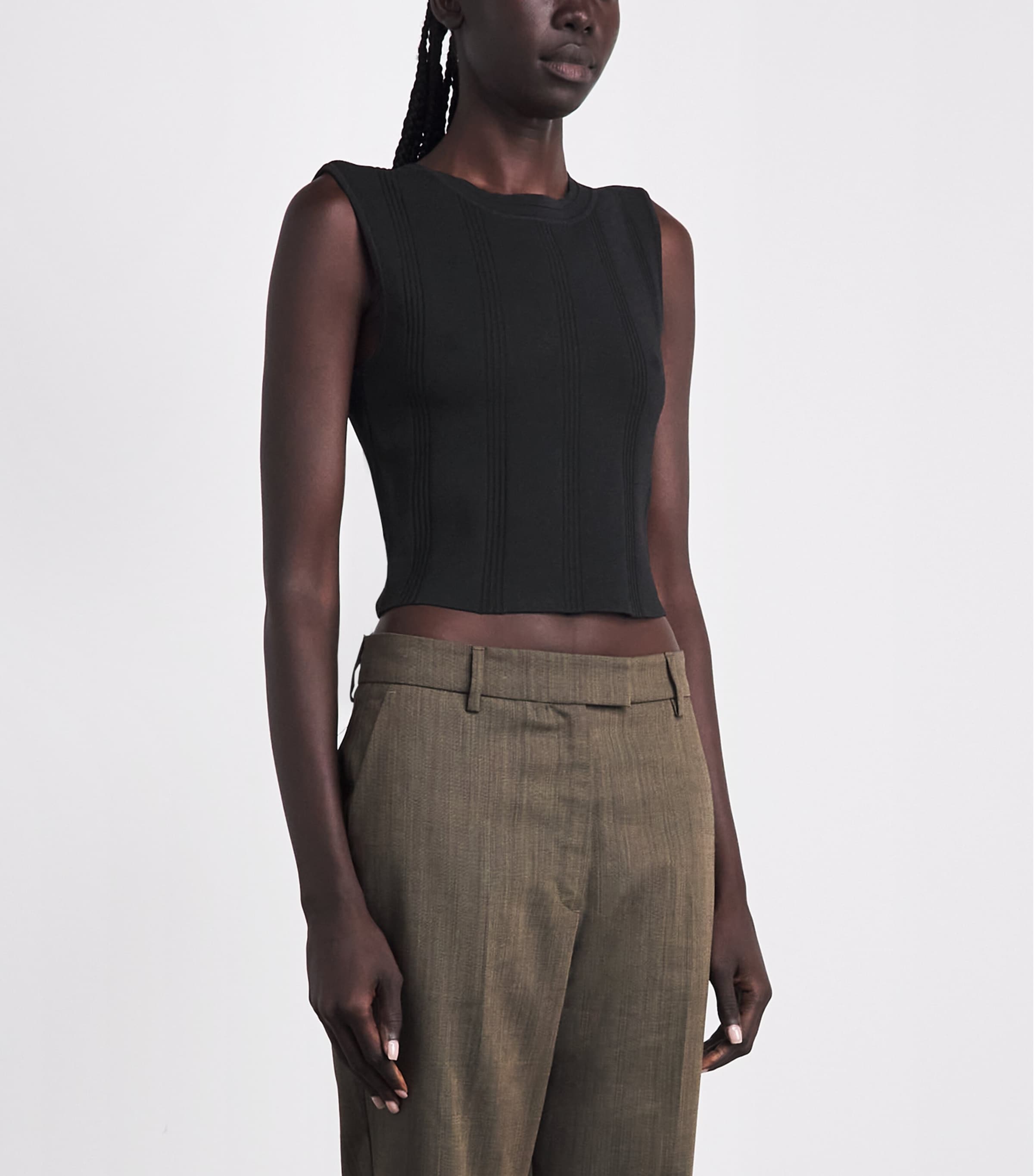 Sandro Paris Knitted Crop Top Black Image 4
