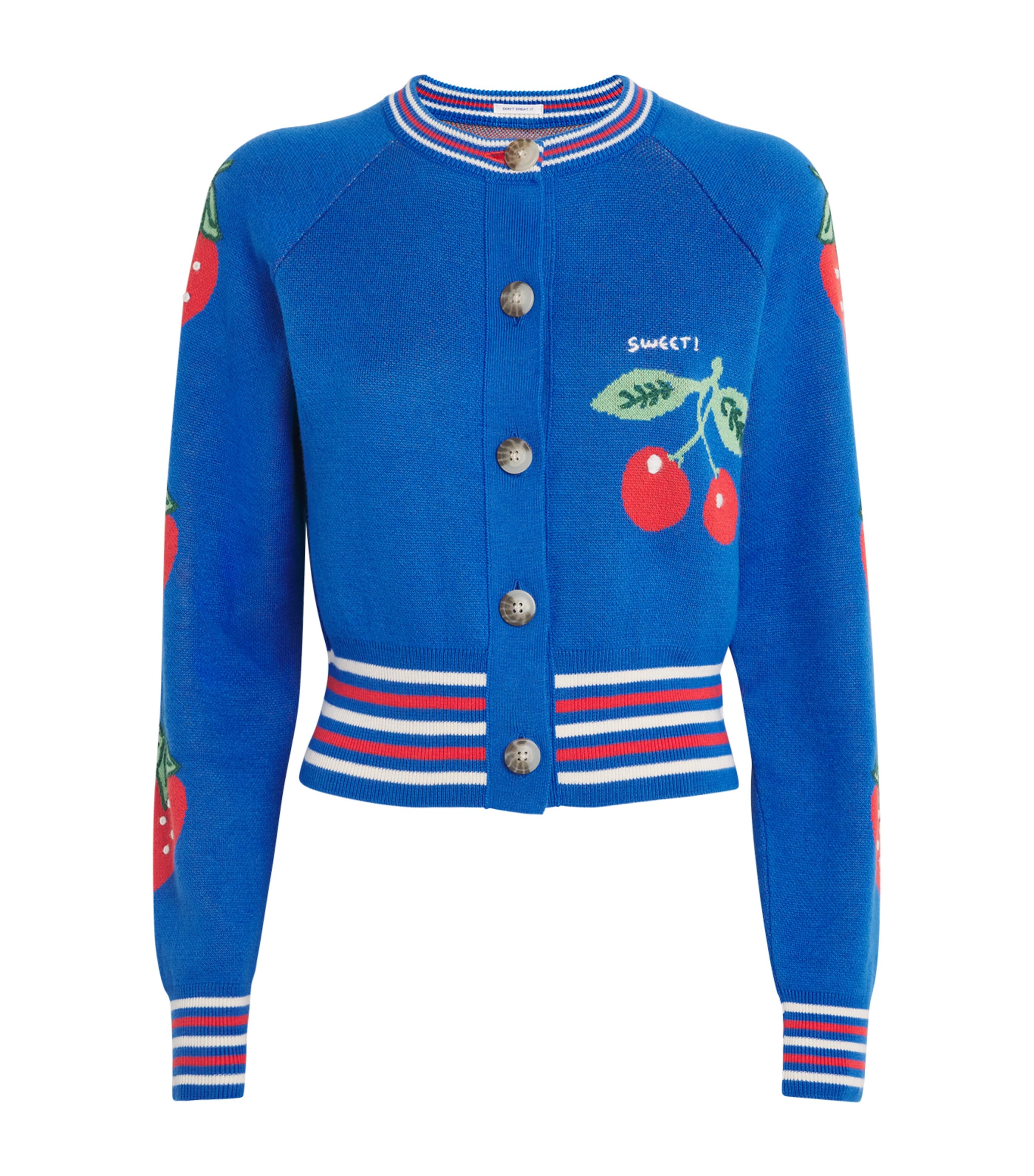 MOTHER Womens Cotton-Blend Cropped Cardigan Tutti Frutti Image 1