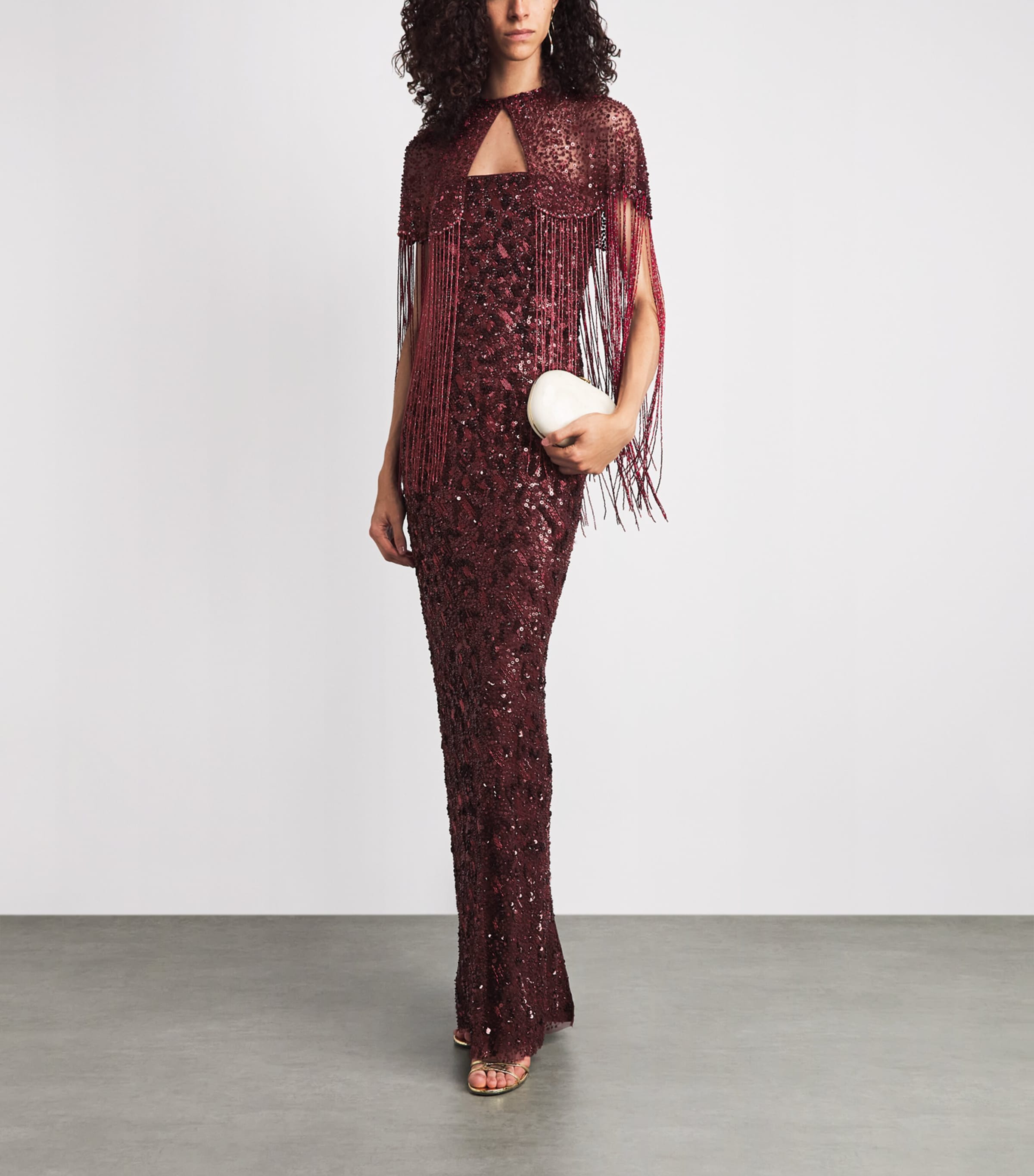 Jenny Packham Womens Embellished Sirocco Gown and Cape Bordeaux Image 2