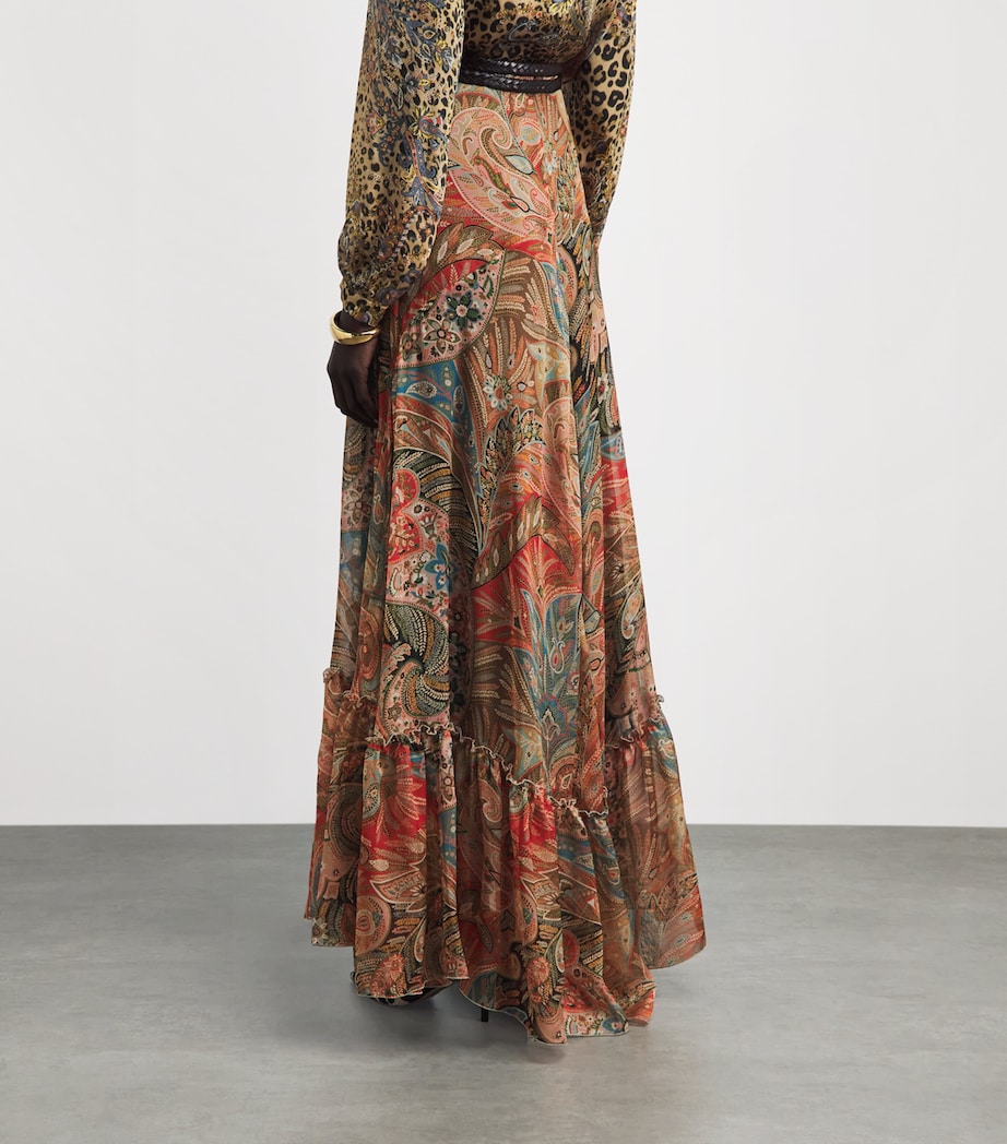 Etro Womens Silk Printed Maxi Skirt Red Print Image 5