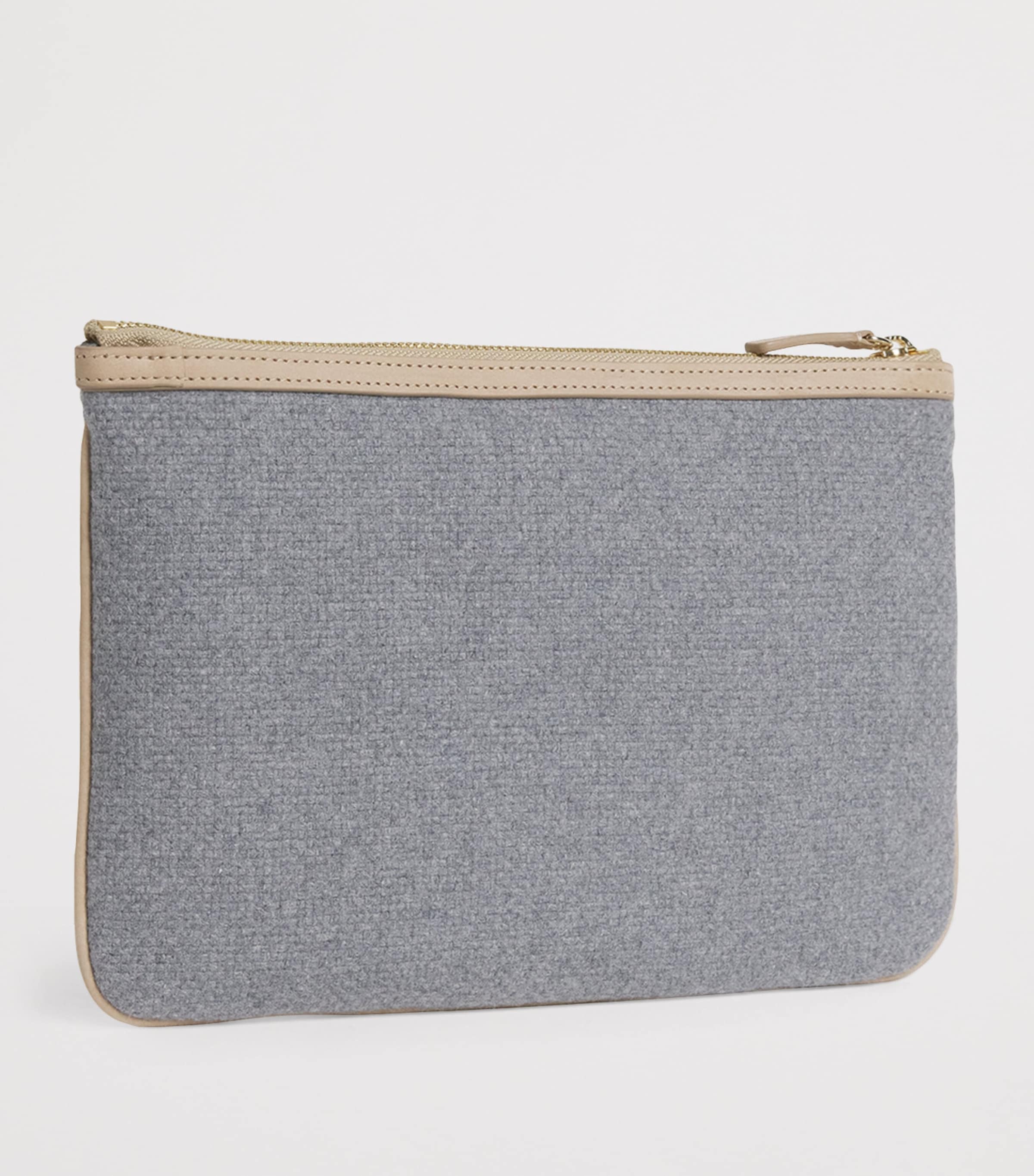 Eleventy Wool Stripe-Detail Pouch Grigio Argilla Image 2