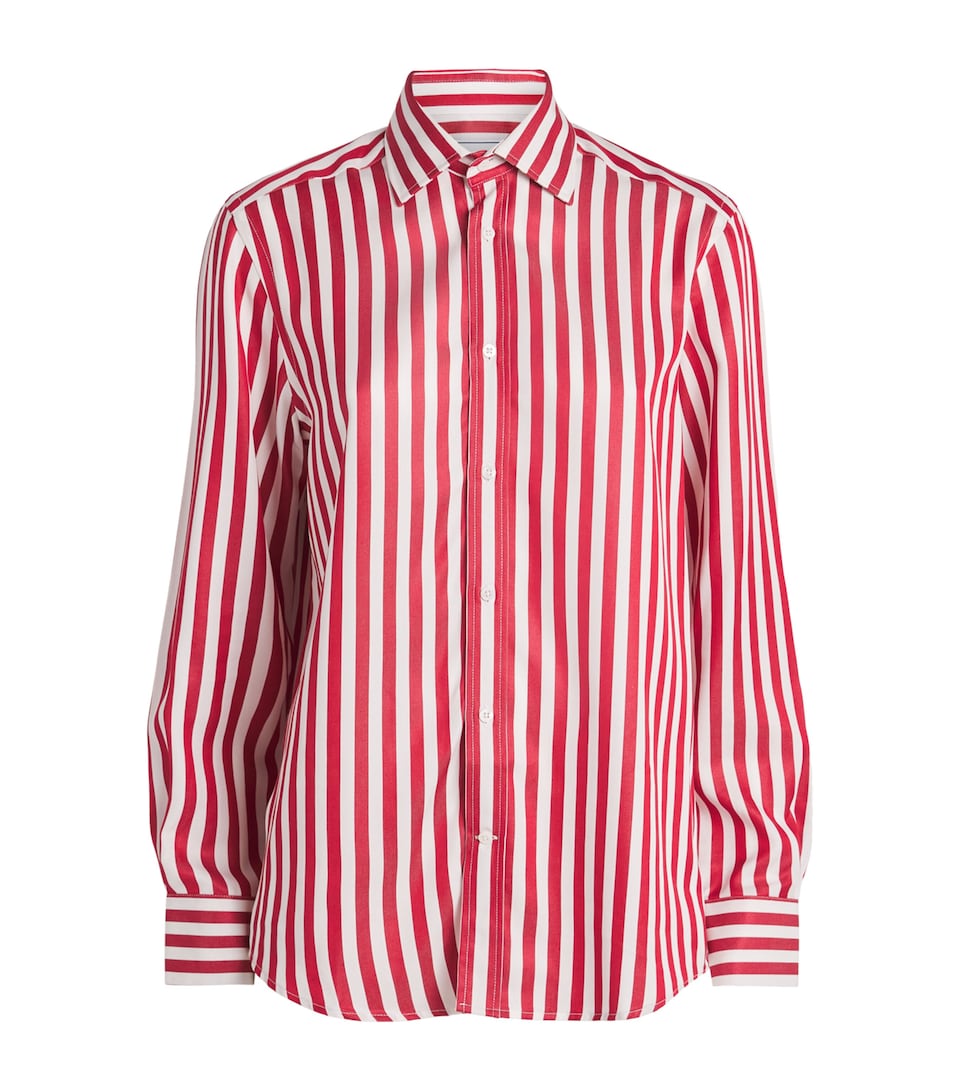 With Nothing Underneath Stripe Boyfriend Shirt Maple Red Strip