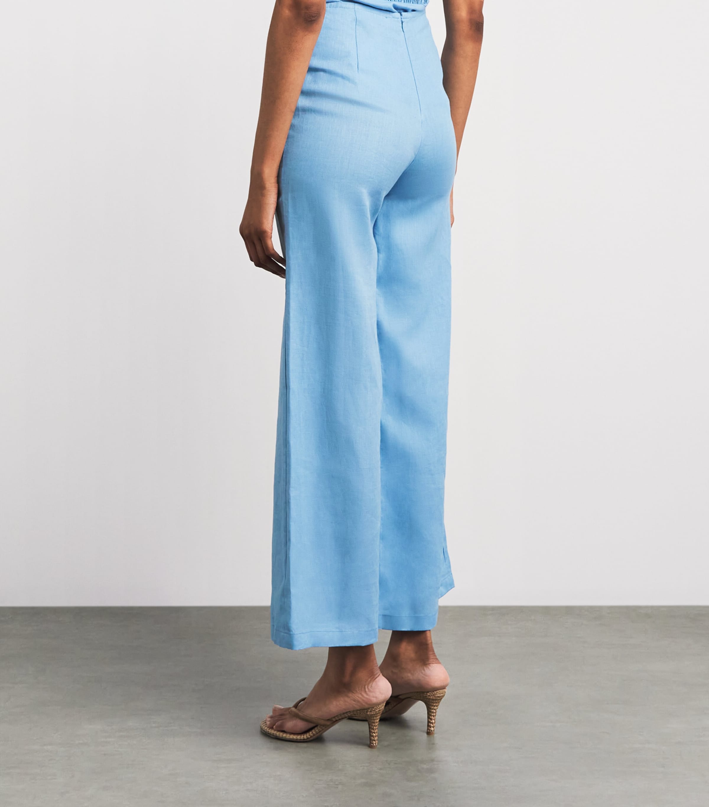 Faithfull The Brand Womens Linen Syna Wide-Leg Trousers Sky Blue Image 5