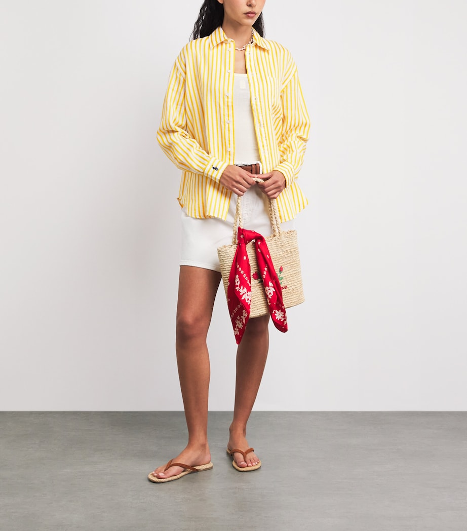 Polo Ralph Lauren Womens Linen-Cotton Stripe Shirt White Yellow Image 2