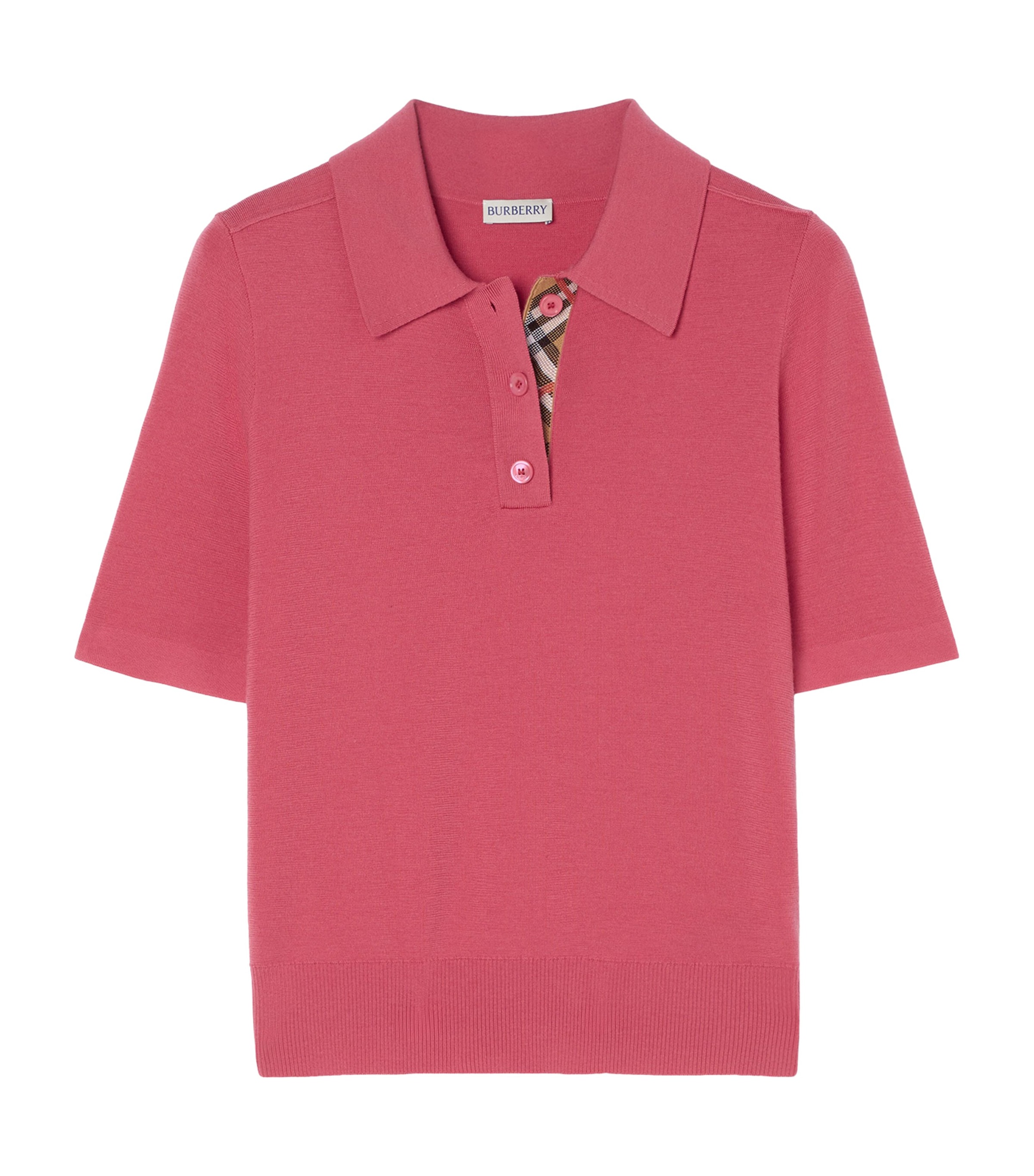 Burberry Womens Wool Polo Shirt Mauvewood Pink Image 1