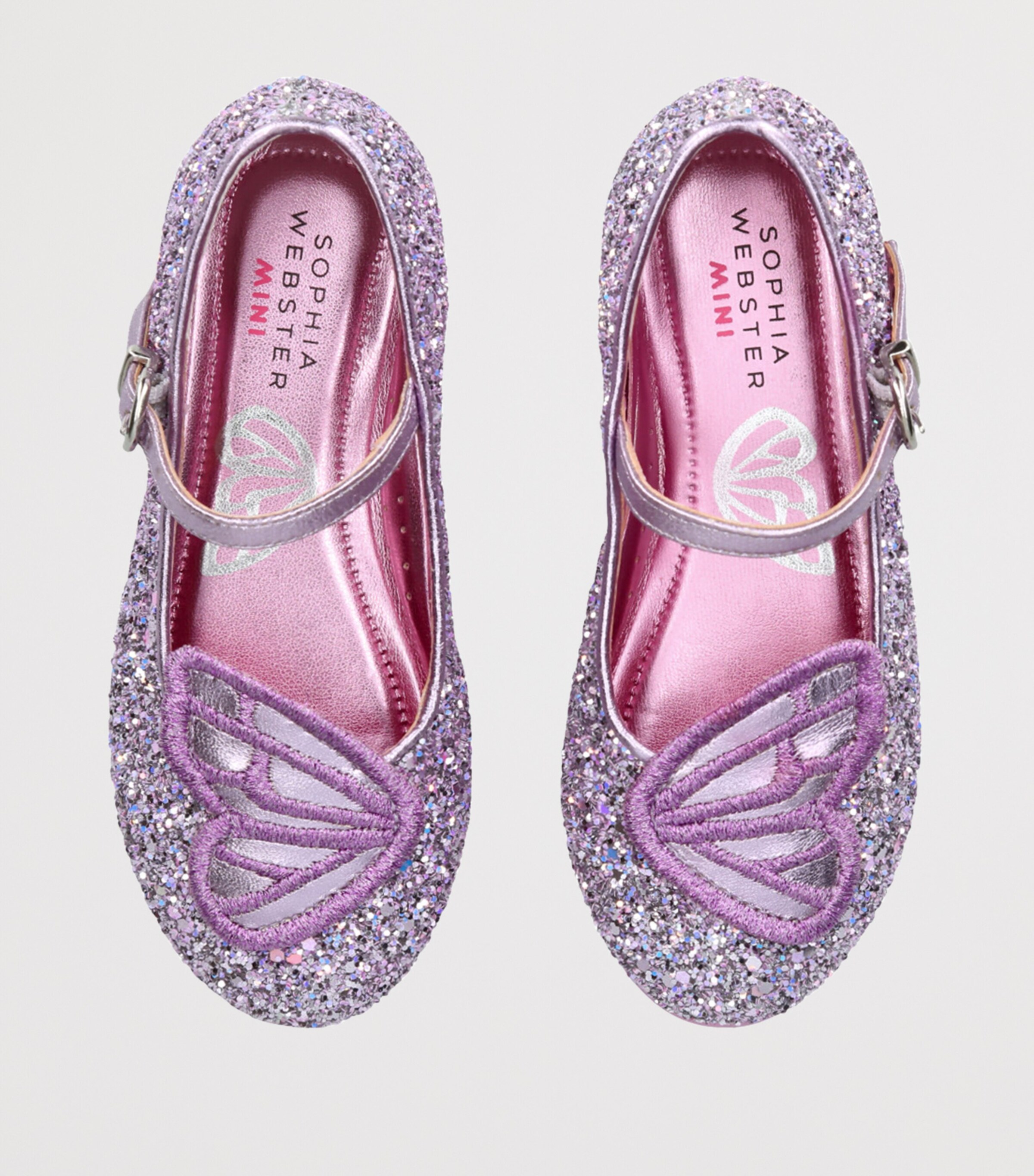 Sophia Webster Mini Glittered Butterfly Embroidered Ballet Flats Purple Image 4