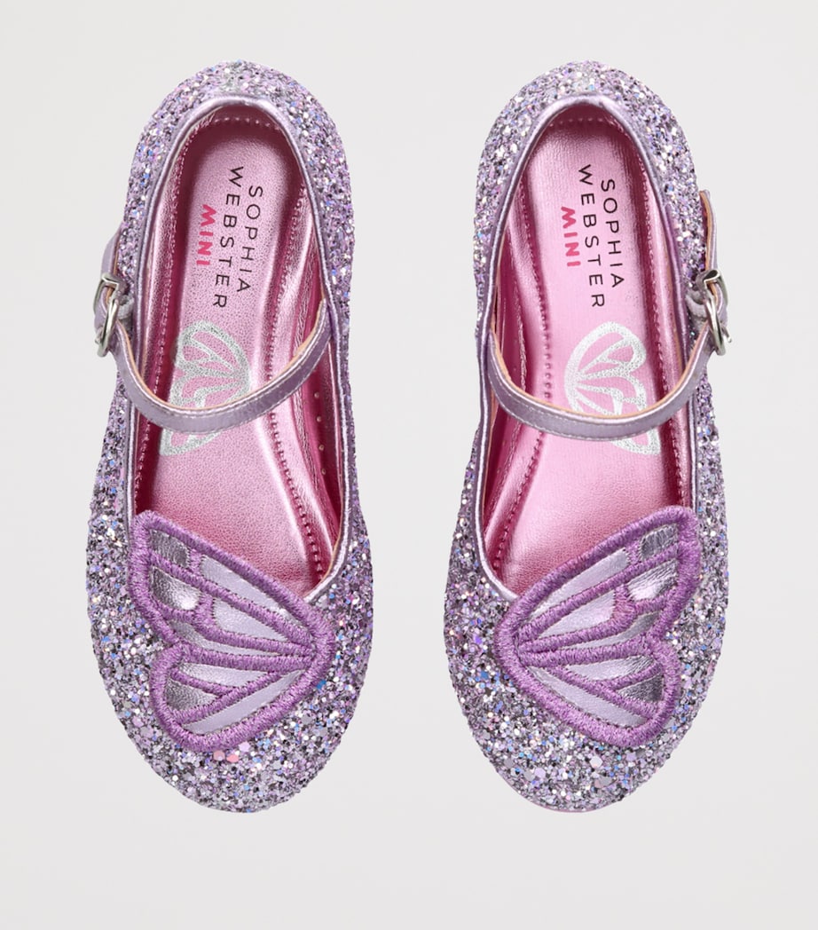 Glittered Butterfly Embroidered Ballet Flats PURPLE Image 4