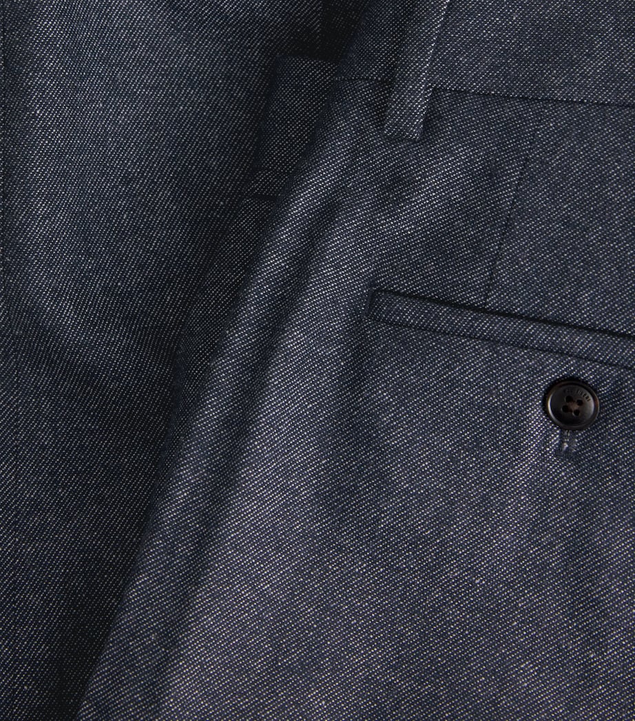 Cotton-Blend Flat Front Trousers 01 BLUE NAVY Image 5