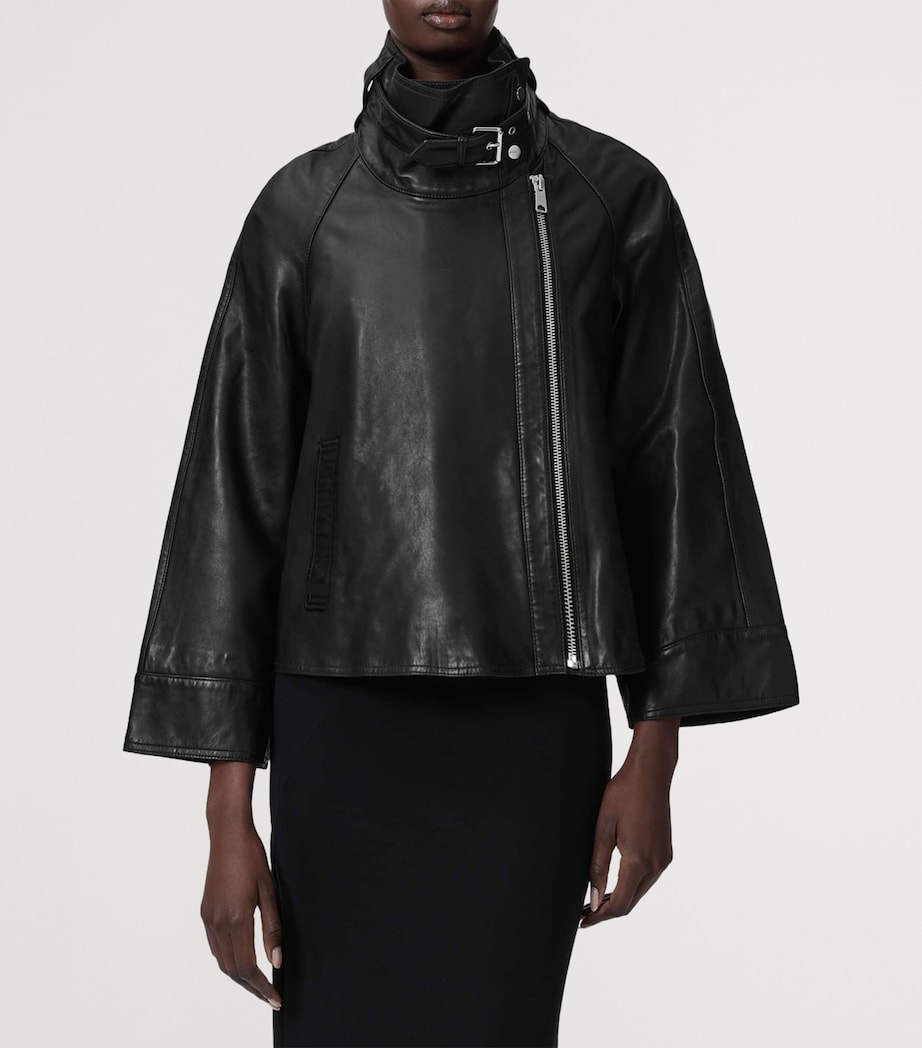 AllSaints Womens Leather Rhodes Jacket Black Image 3
