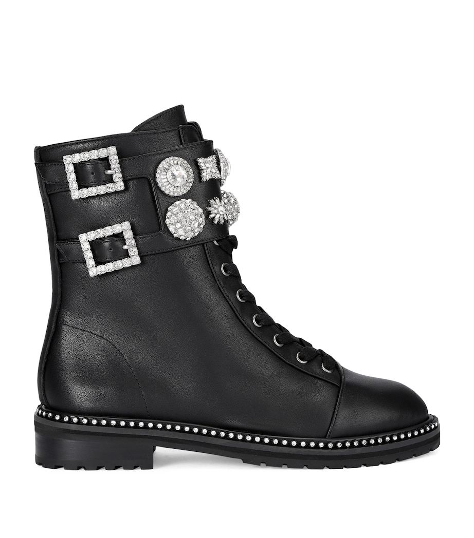 Leather Stoop Lace-Up Boots BLACK Image 1