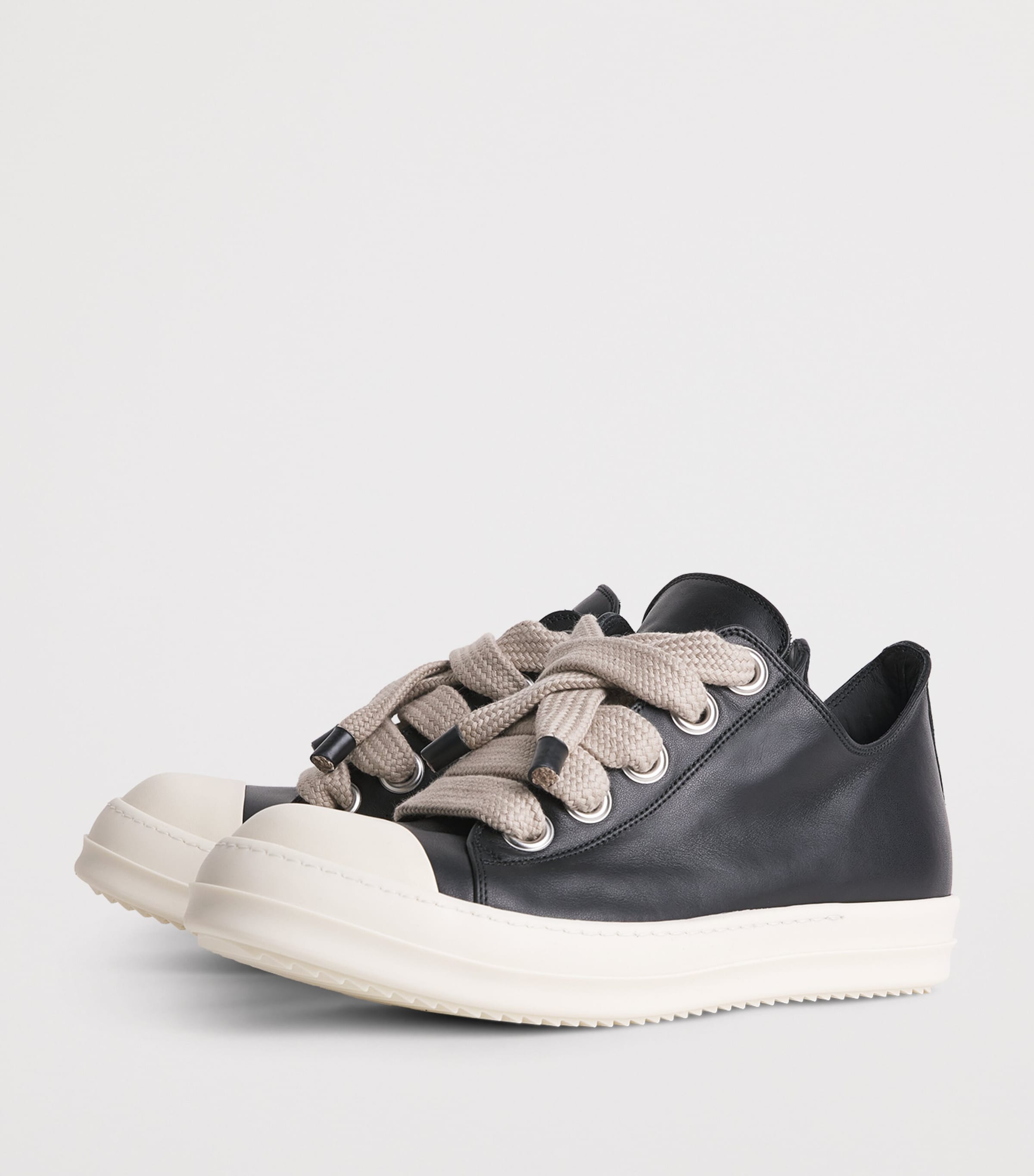 Rick Owens Leather Jumbolace Sneakers Black/milk Image 3