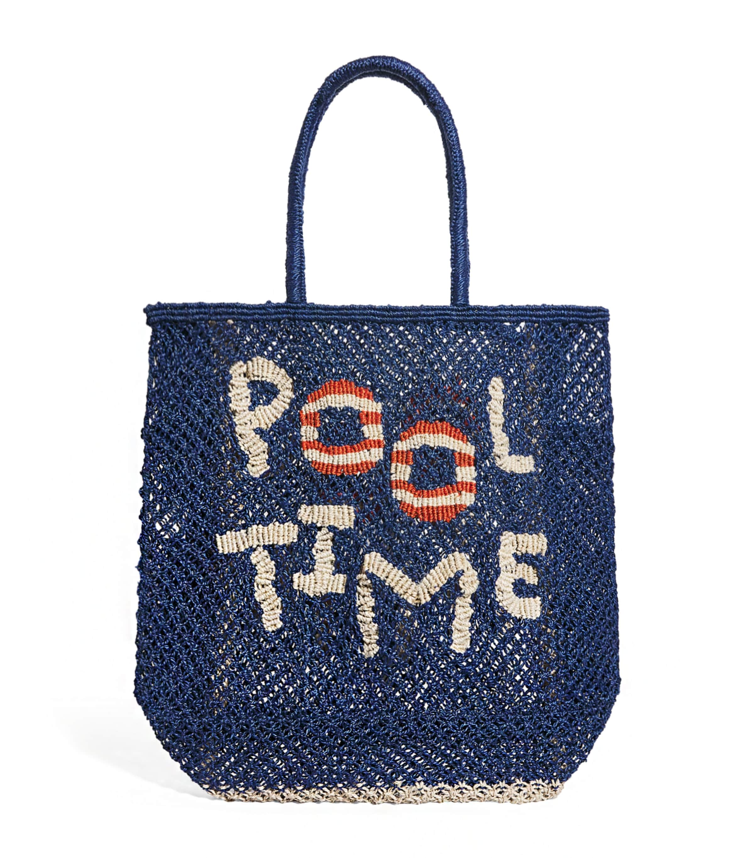The Jacksons Jute Barry Pool Time Tote Bag In Navy