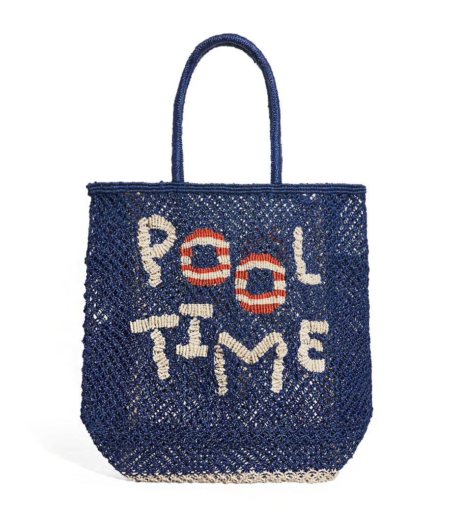 Jute Barry Pool Time Tote Bag INDIGO Image 1