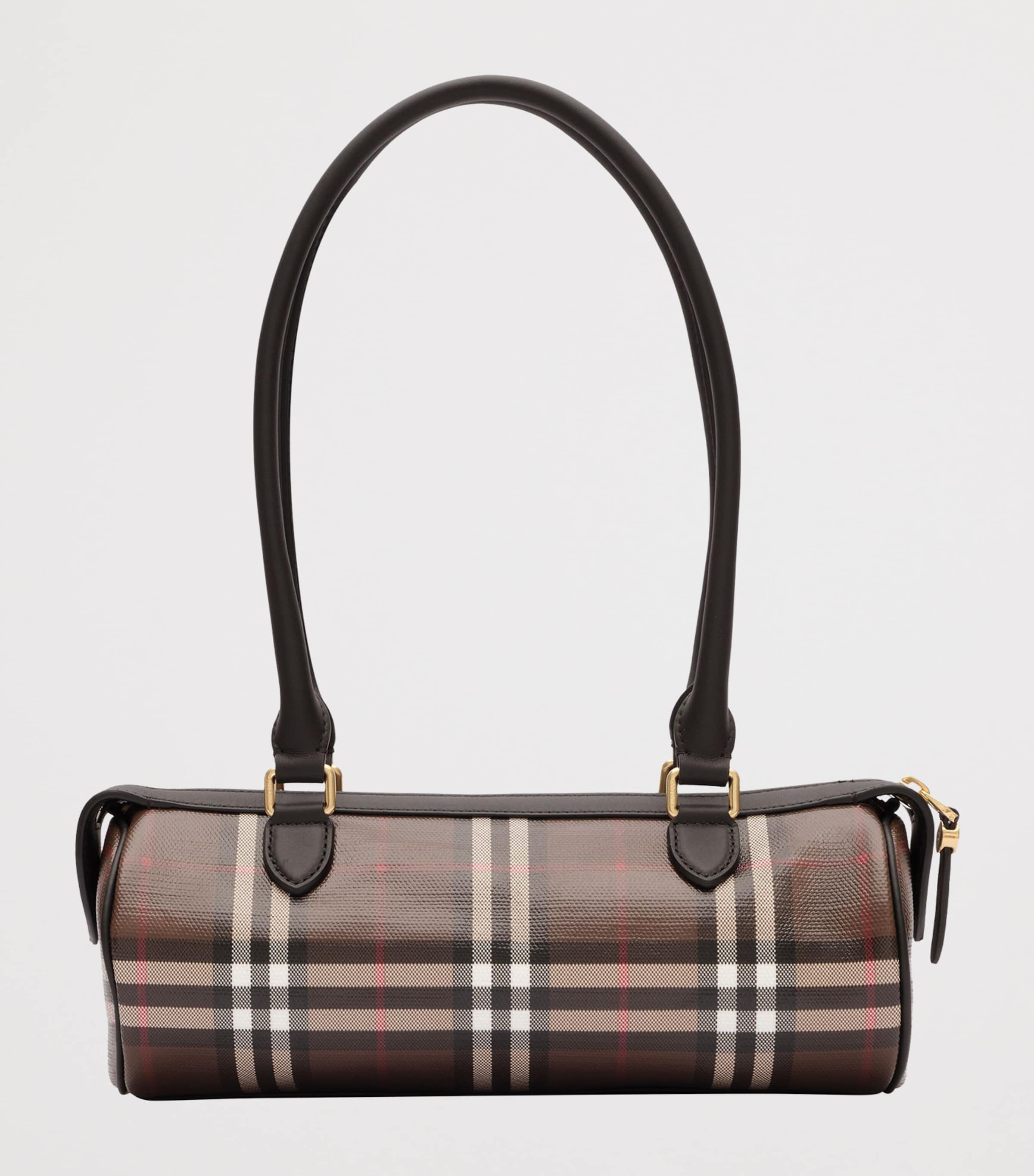 Burberry Mini Check Barrel Bag Chocolate Brown Image 5
