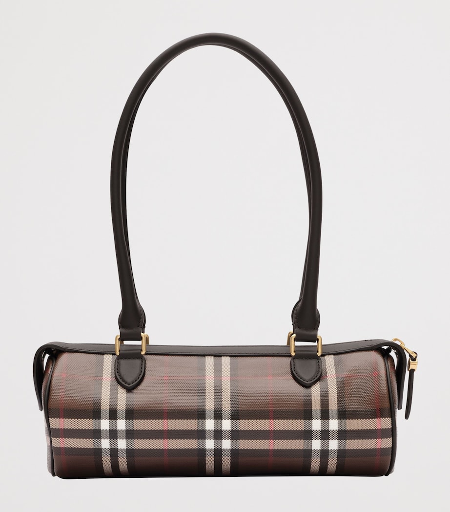 Burberry Mini Check Barrel Bag Chocolate Brown Image 5