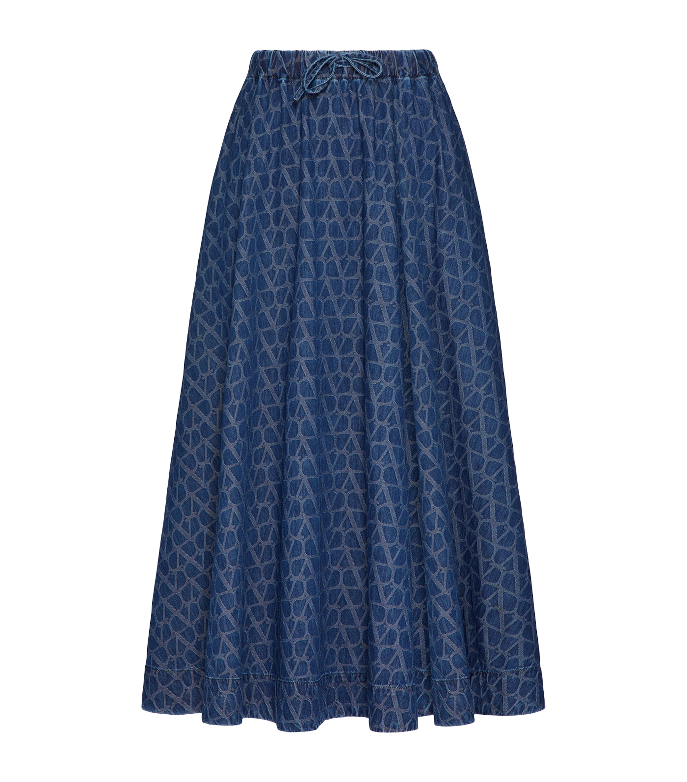 Shop Valentino Denim Toile Iconographe Skirt In Blue