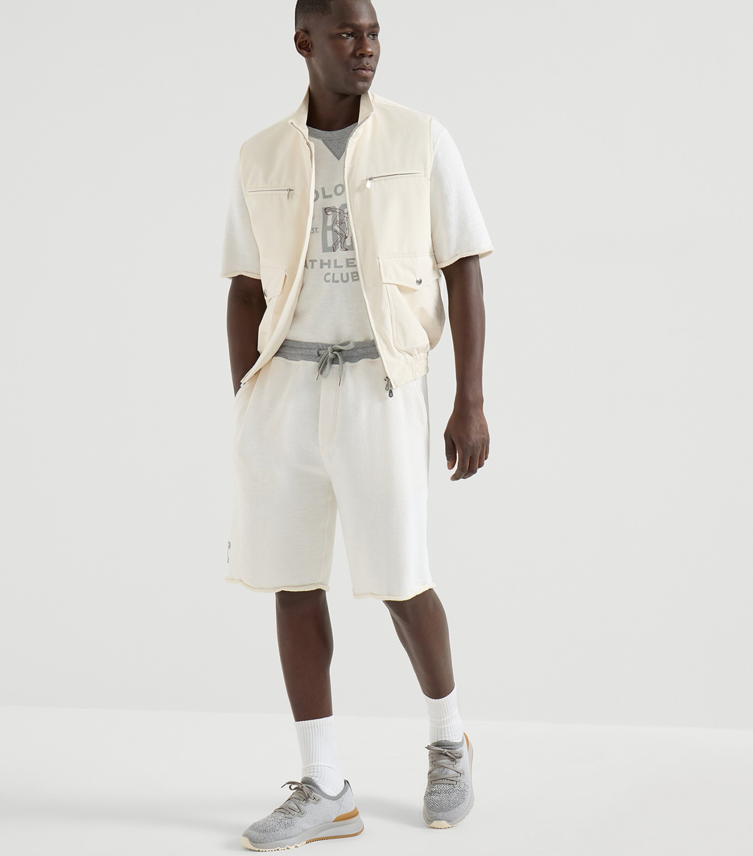 Brunello Cucinelli Mens Cotton-Linen Athletic Club Shorts Image 2
