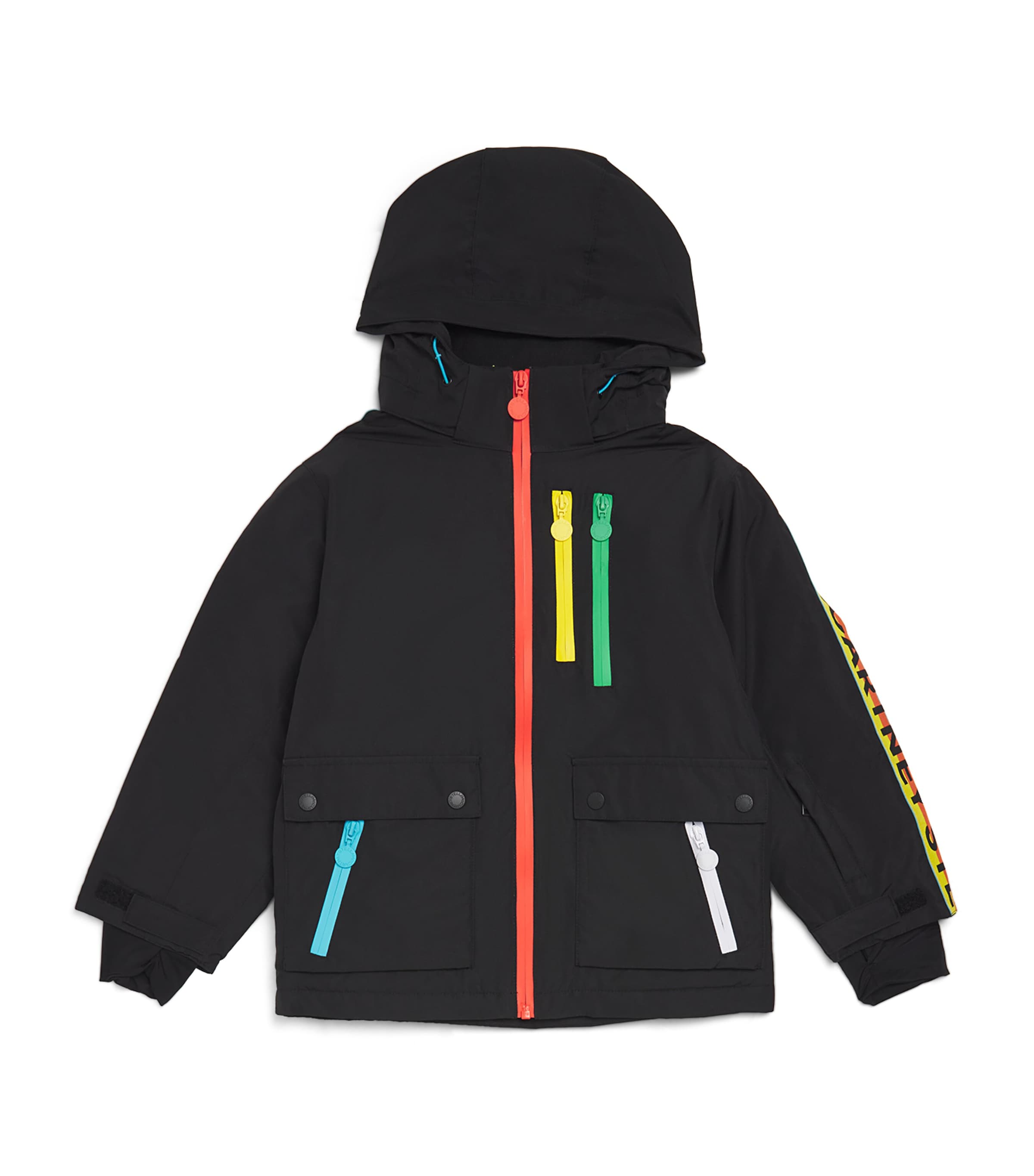 Stella Mccartney Kids' Hooded Ski Coat In Black