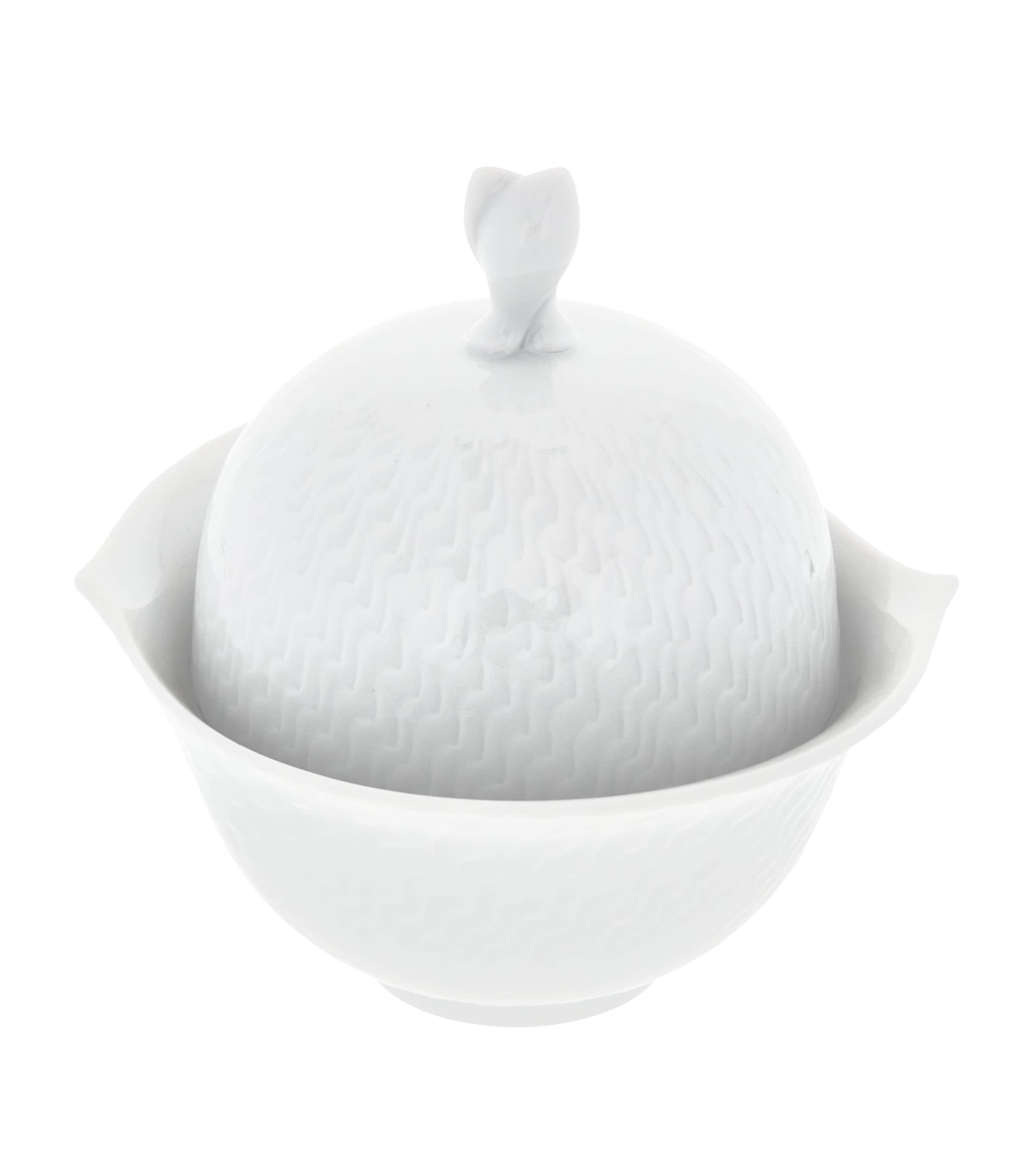 Porcelain Waves Relief Sugar Bowl WHITE Image 5