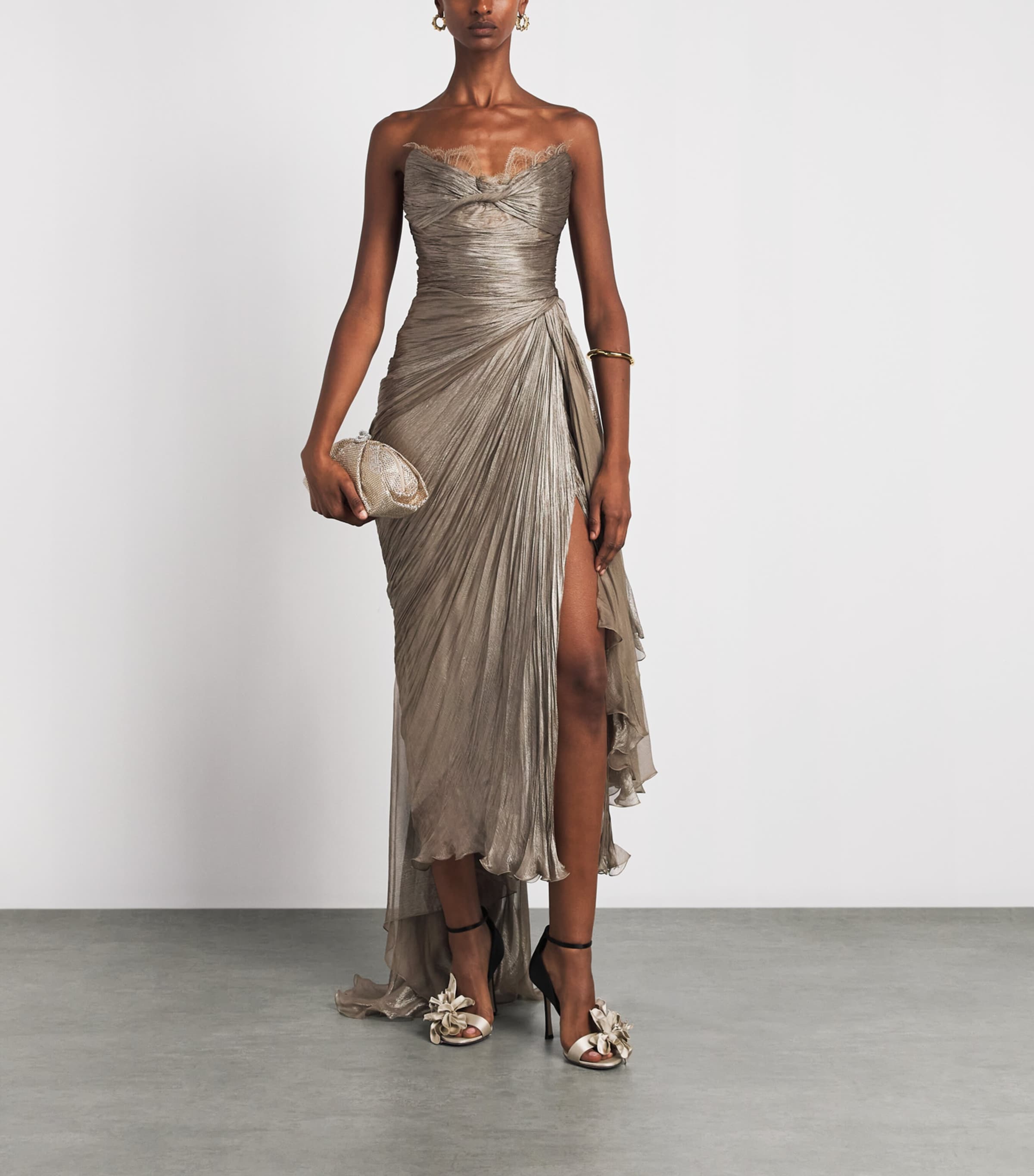 Maria Lucia Hohan Womens Silk Jolie Gown Woodsmoke Image 2