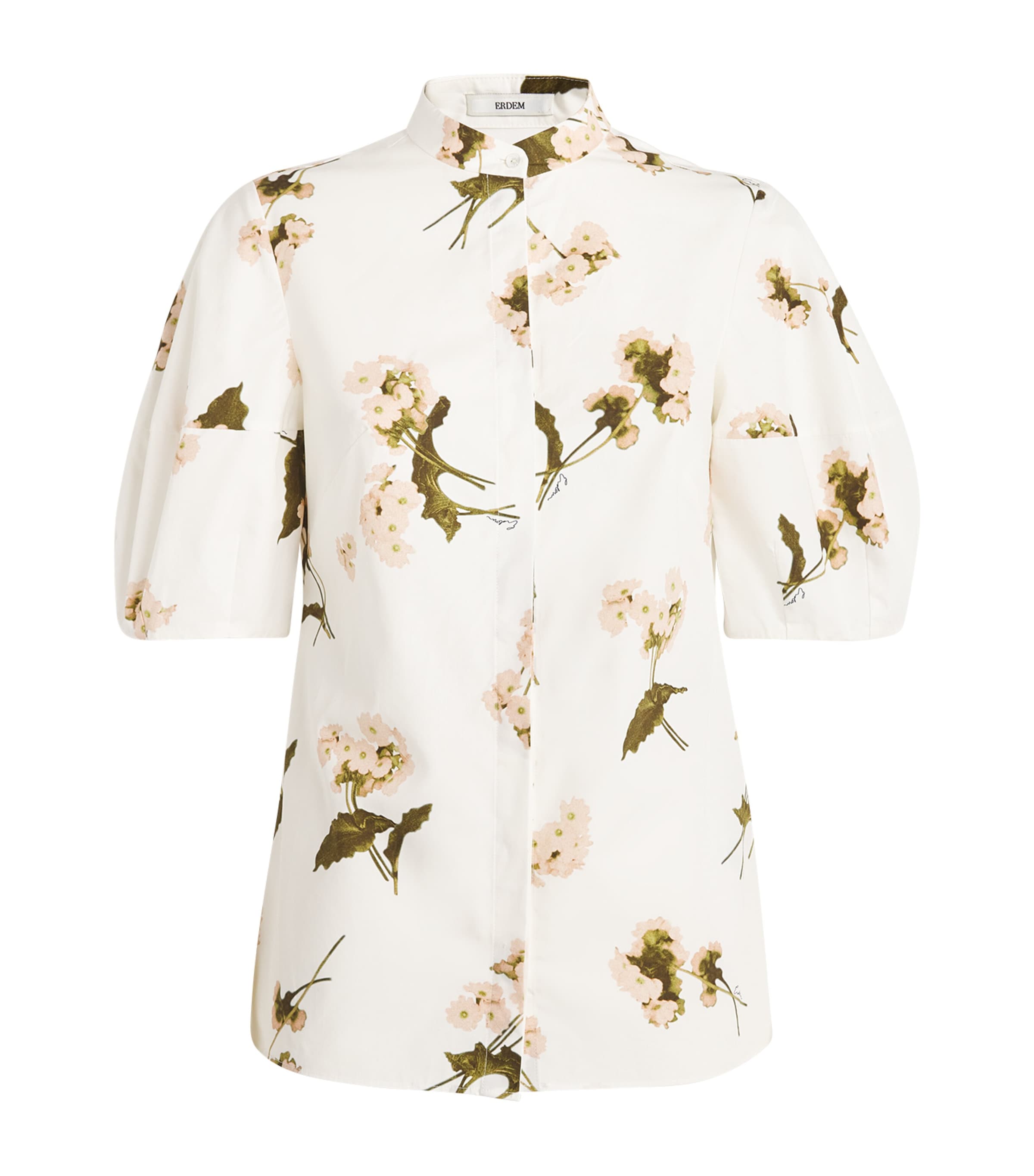 Shop Erdem Cotton Floral Print Blouse In White