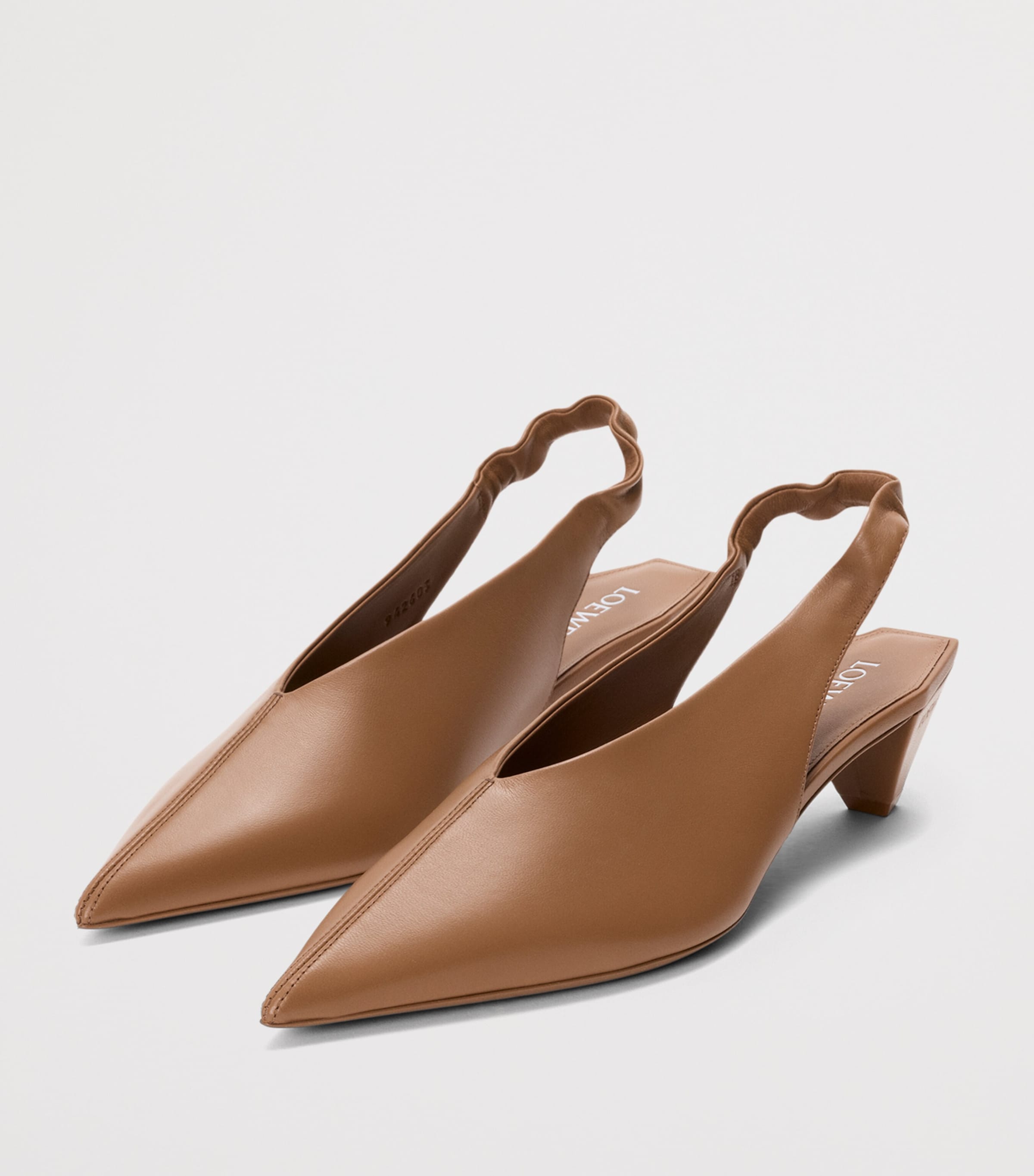 LOEWE Lambskin Origami Cubic Slingback Pumps 45 Mocha Image 2