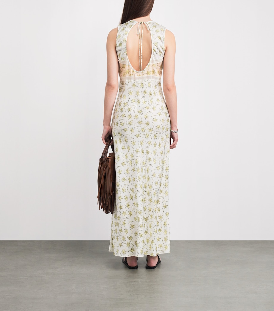 Sandro Paris Womens Floral Print Maxi Dress Olive / Ecru Image 4