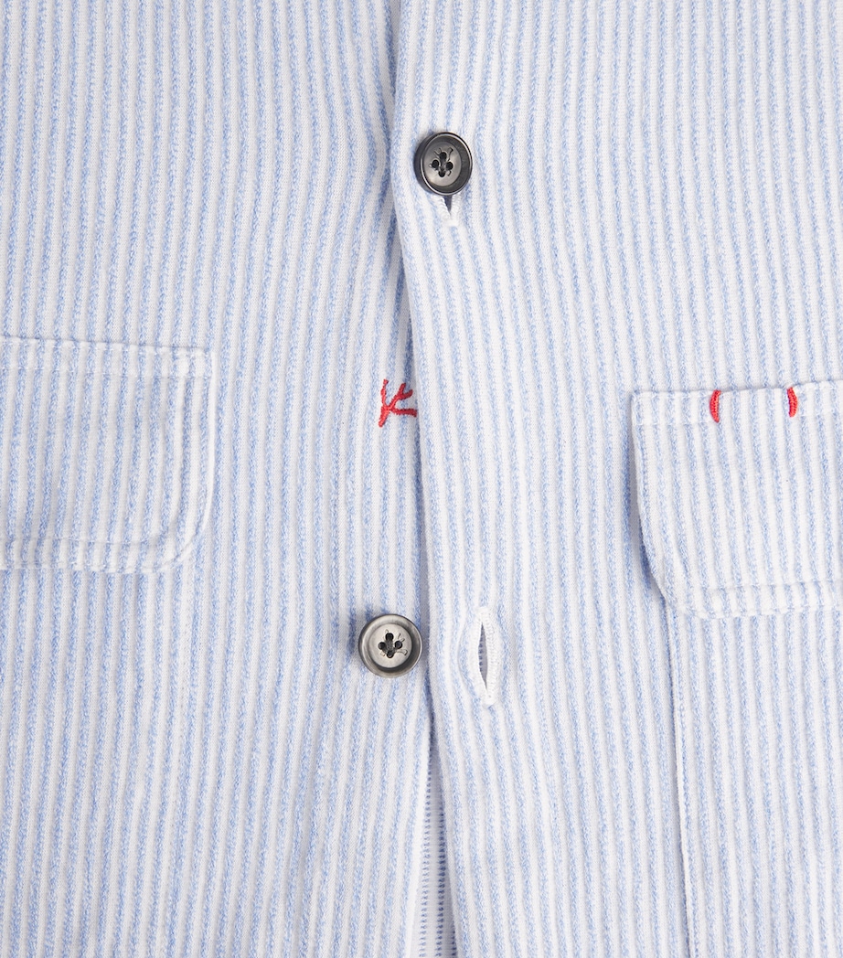 Isaia Mens Cotton-Linen Stripe Overshirt Image 6