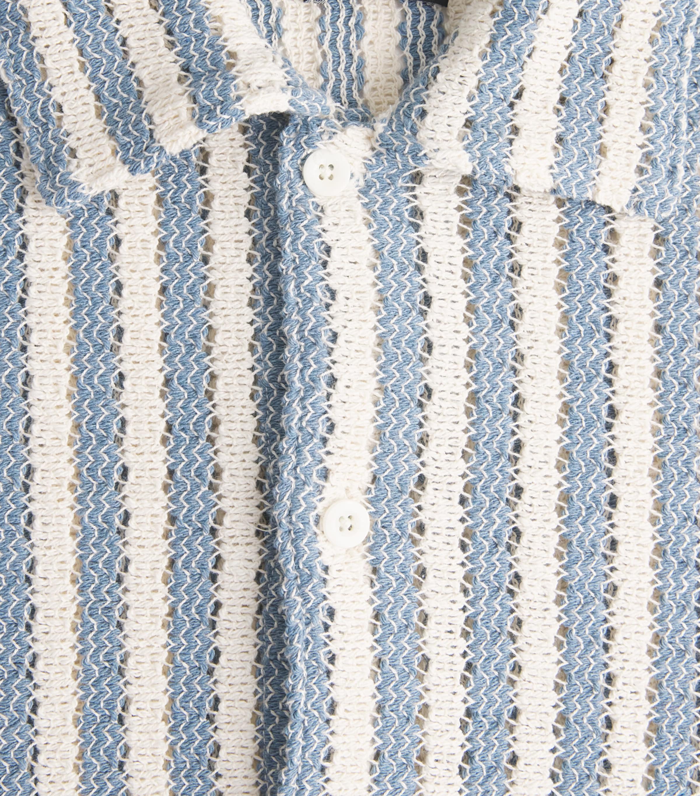 Vince Mens Cotton-Blend Beach Stripe Shirt Unfrm Blu Cmb Image 6