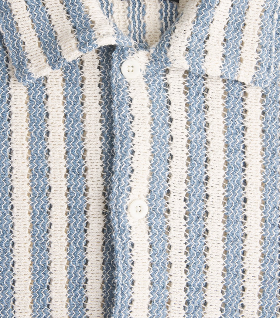 Vince Mens Cotton-Blend Beach Stripe Shirt Unfrm Blu Cmb Image 6