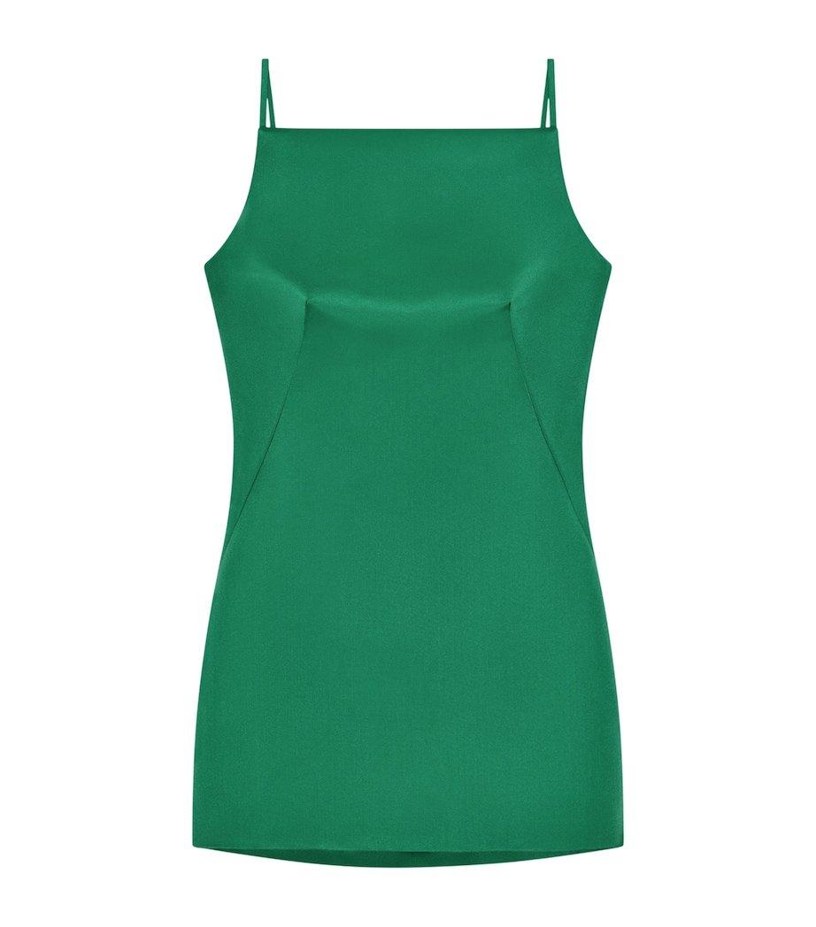 Silk Sliced Mini Dress EMERALD GREEN Image 1