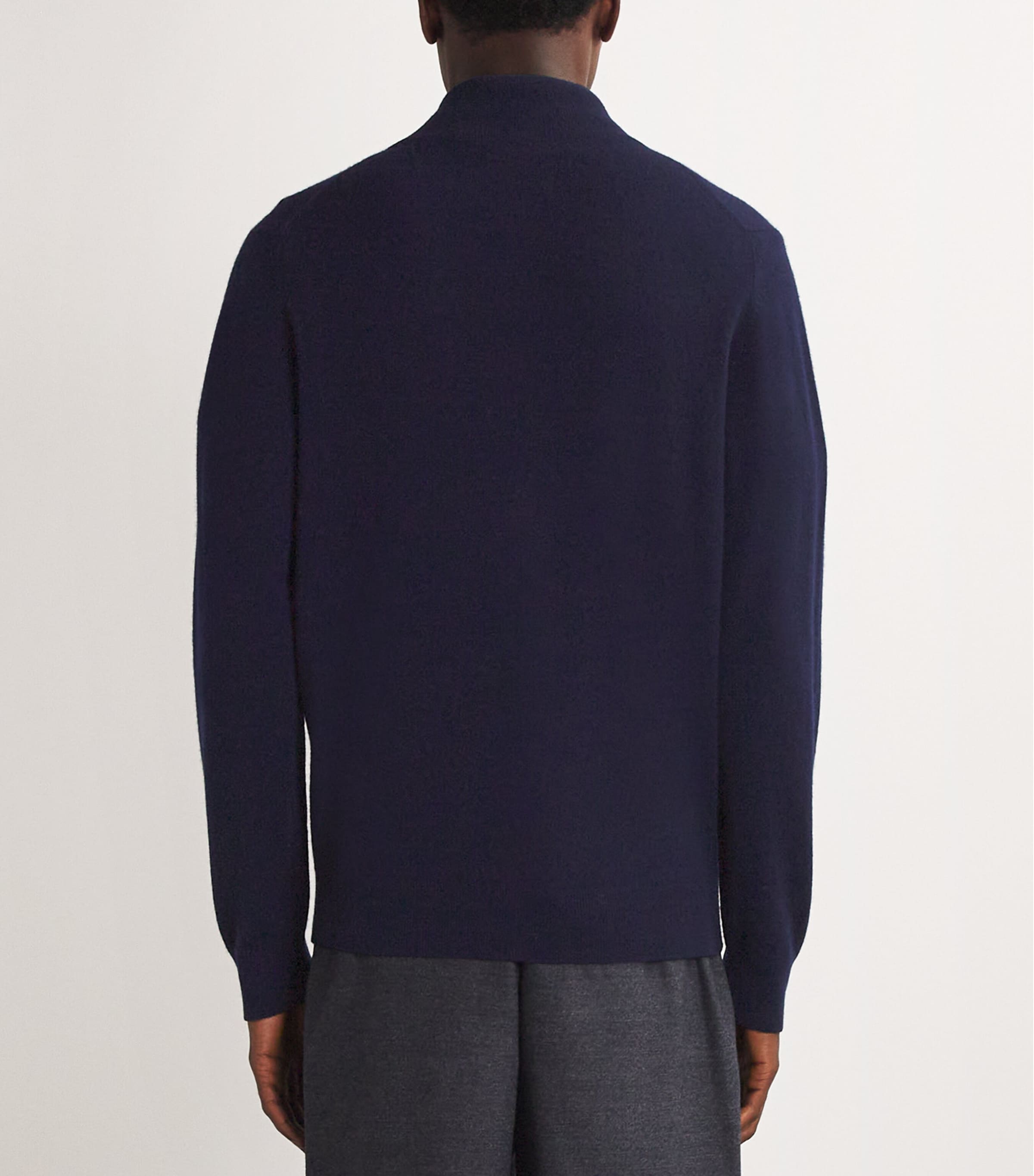 Cashmere Zip-Up Sweater T&D NAVY Image 4