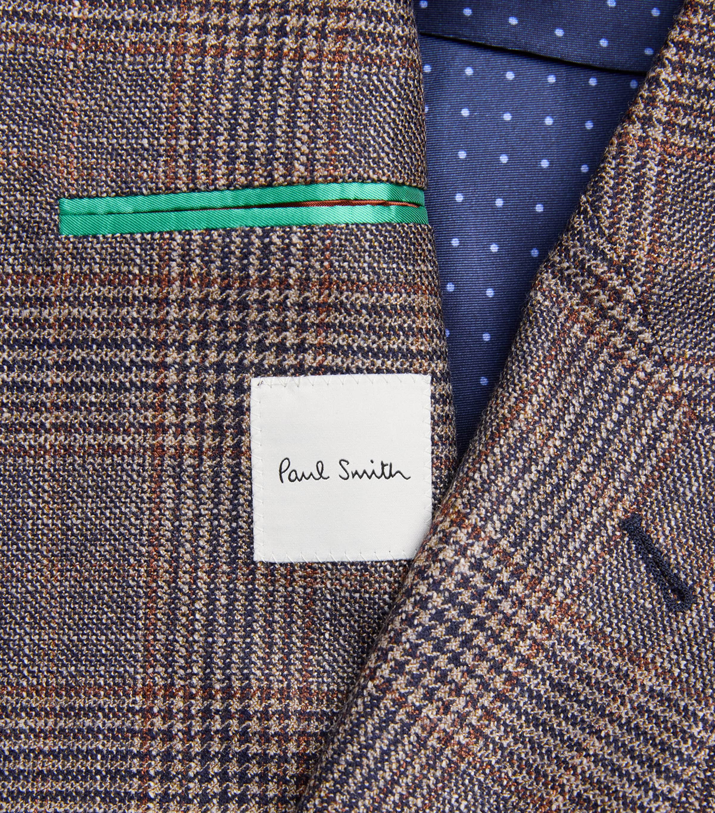 Wool-Silk-Cashmere Check Blazer BROWN-61 Image 5