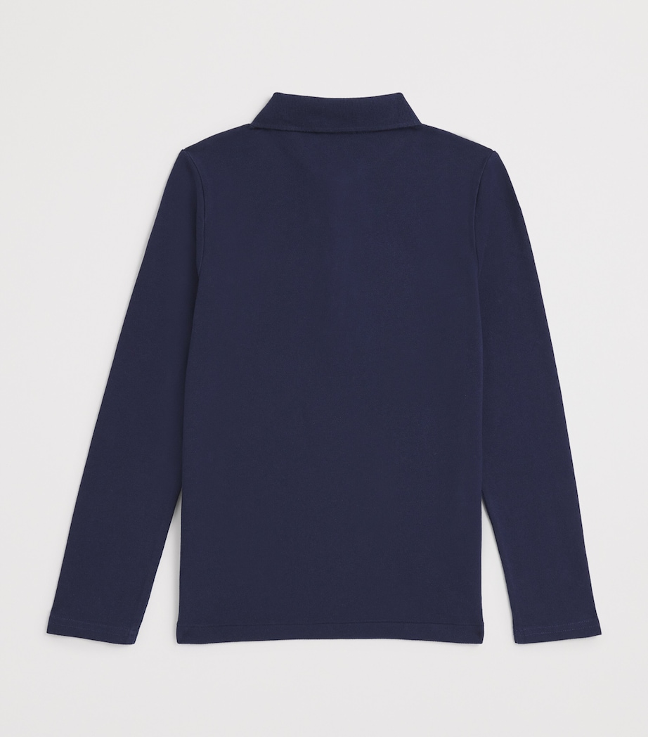Cotton Long-Sleeve Polo Shirt (7-14 Years) BLUE Image 2