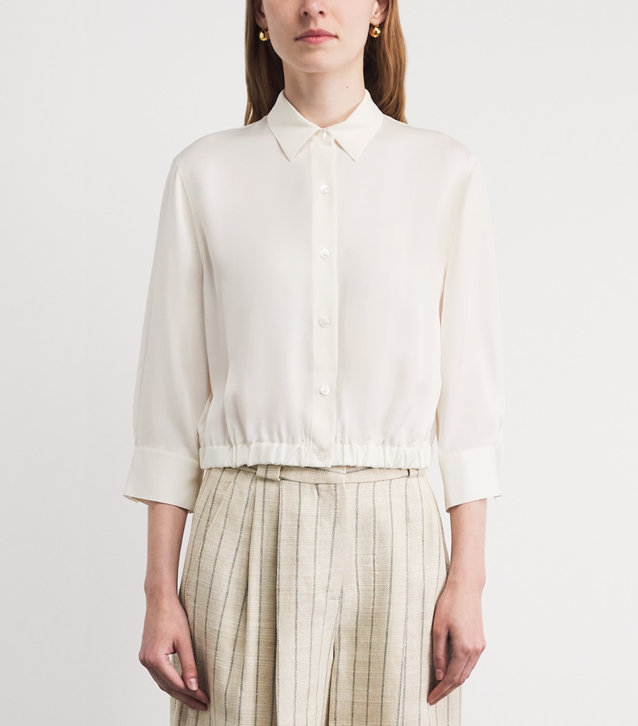 Theory Womens Supima Cotton Cinched Shirt Ivory Image 4