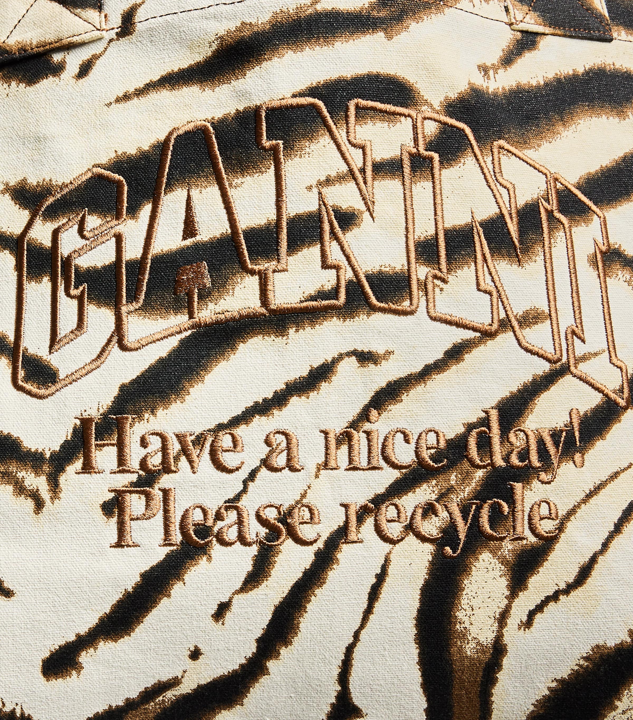 GANNI Large Canvas Zebra Tote Bag Egret Image 6
