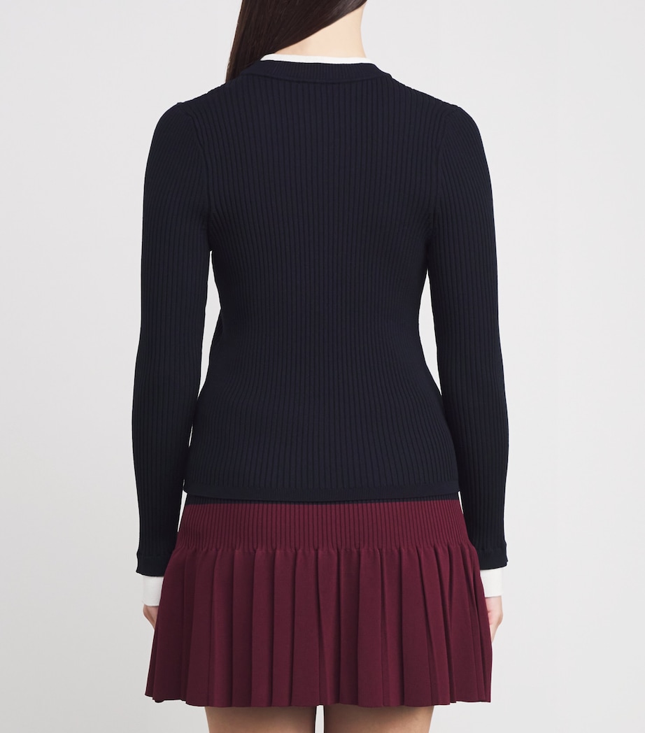 Cropped-Sleeve Logo Sweater NAVY BLUE Image 4