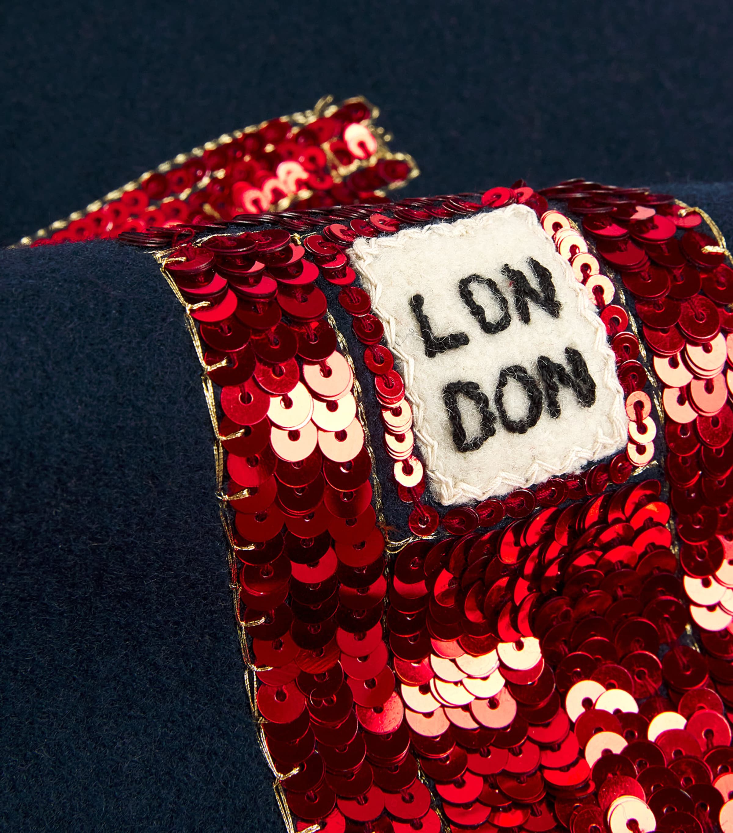 Jan Constantine Sequinned London Bus Stocking Navy Image 2