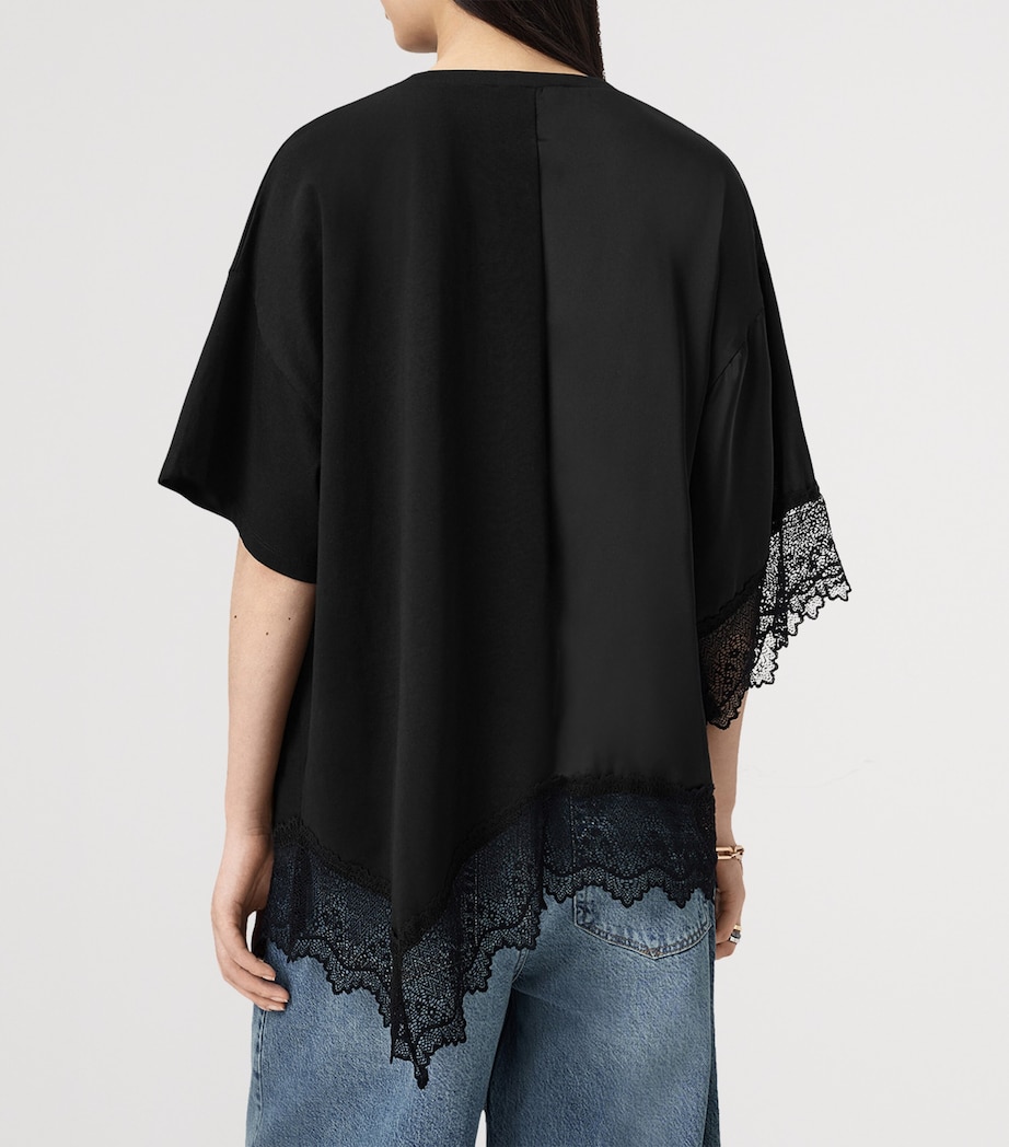 Cotton Lace-Trim Lenny T-Shirt BLACK Image 5