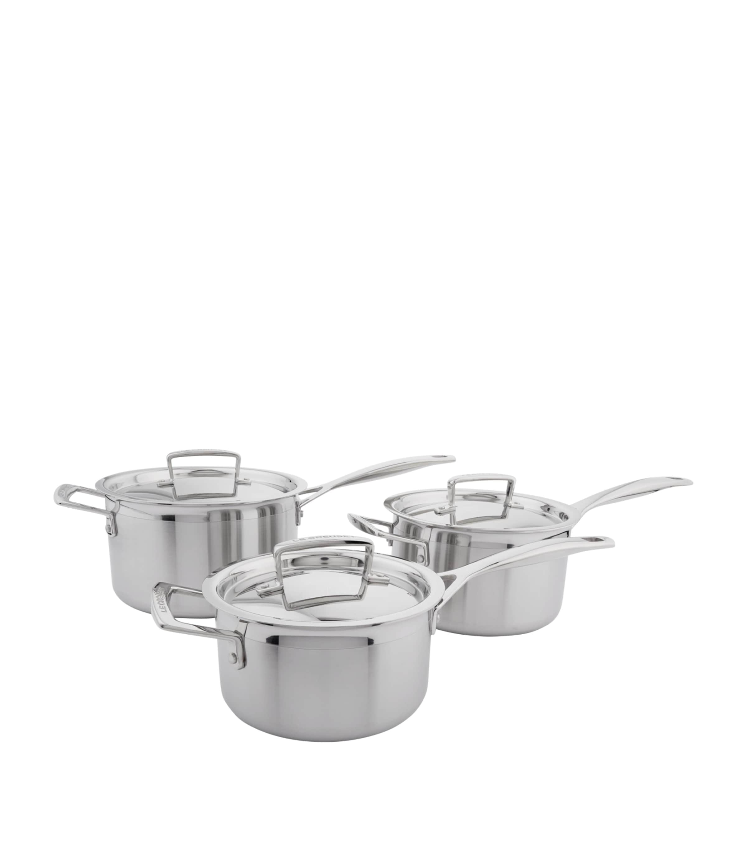Le Creuset 3-Ply Stainless Steel Saucepans (Set of 3) | Kitchenware | Cookware | Pans | Designers | Le Creuset