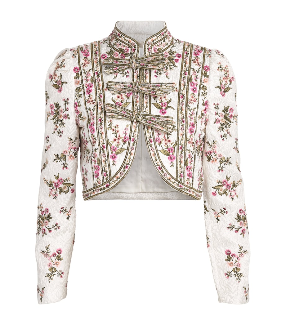 Alice+Olivia Womens Embellished Ilaria Brocade Jacket Off White/multi Image 1