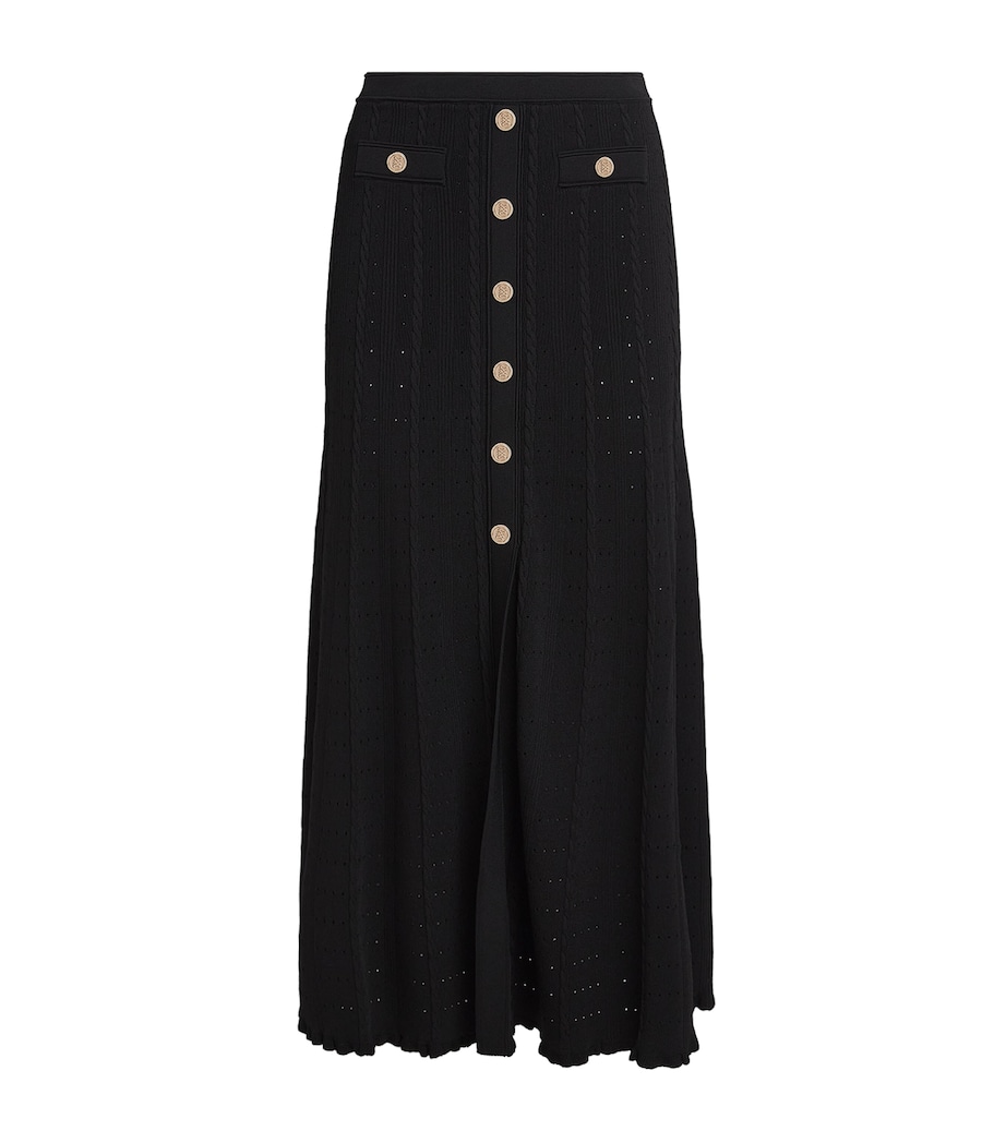 Sandro Paris Womens Knitted Button-Front Maxi Skirt Black Image 1