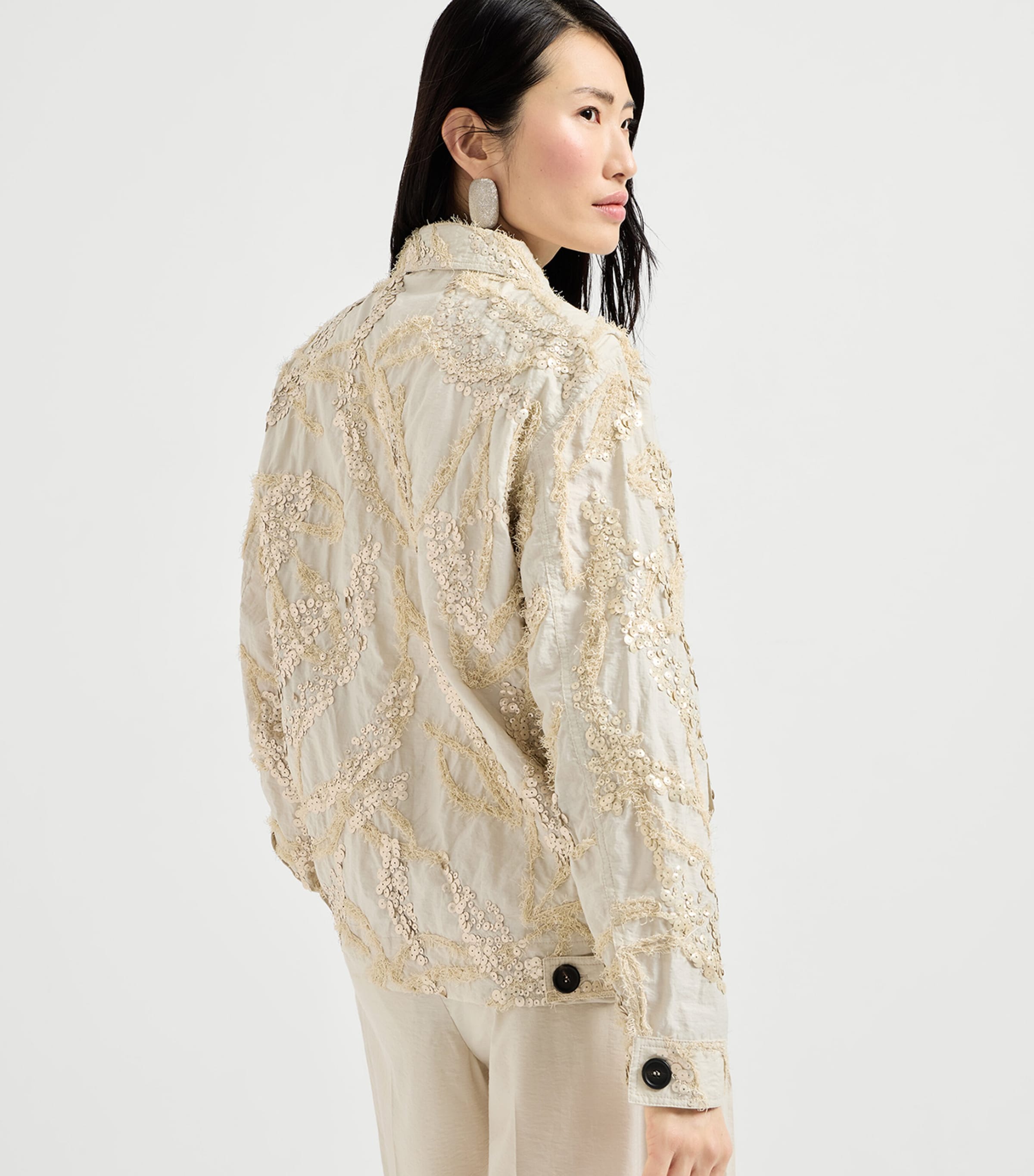 Brunello Cucinelli Womens Cotton-Blend Embroidered Poplin Jacket Image 5