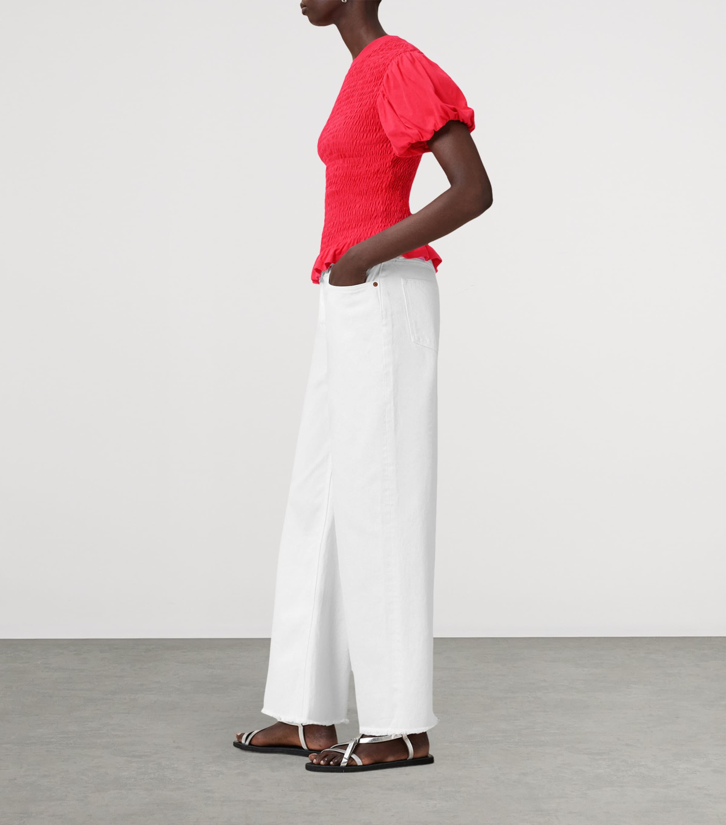 Smocked Dael Top CRIMSON RED Image 4