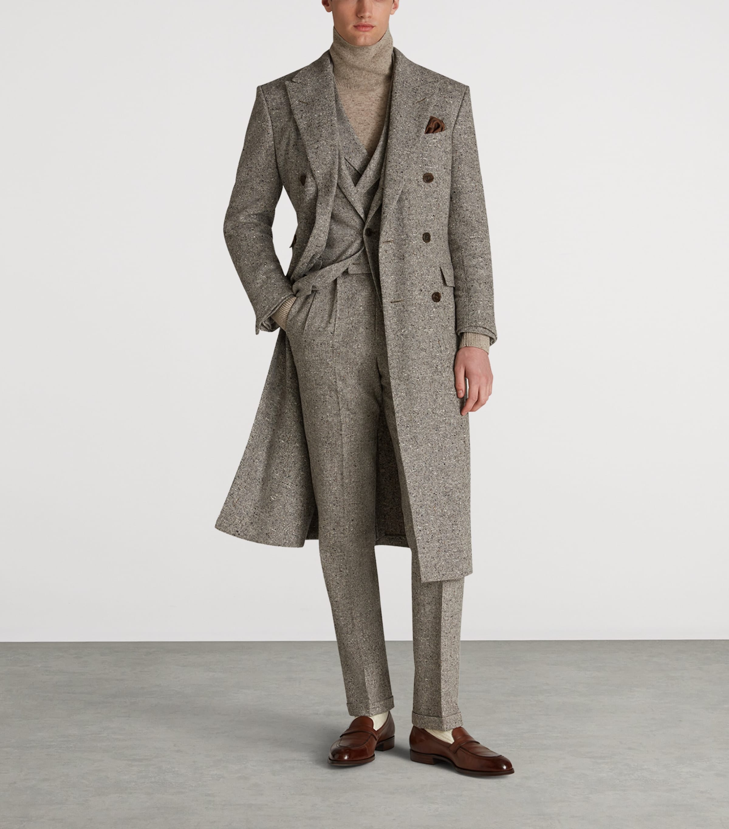 Wool Tweed Donegal Travel Trousers 086OATMEAL GREY Image 2