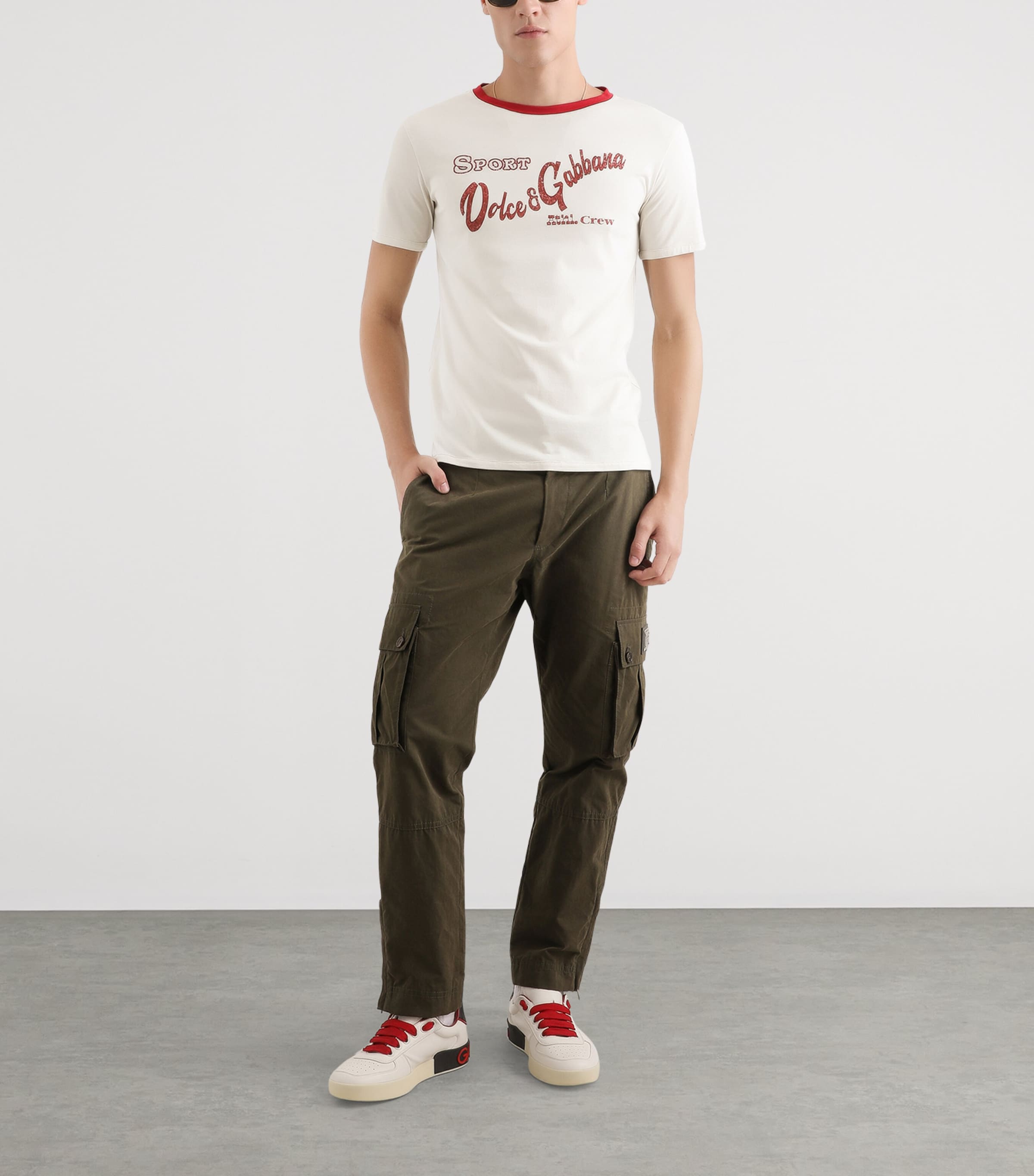 Dolce&Gabbana Mens Cotton Retro T-Shirt Medium Parchme Image 2