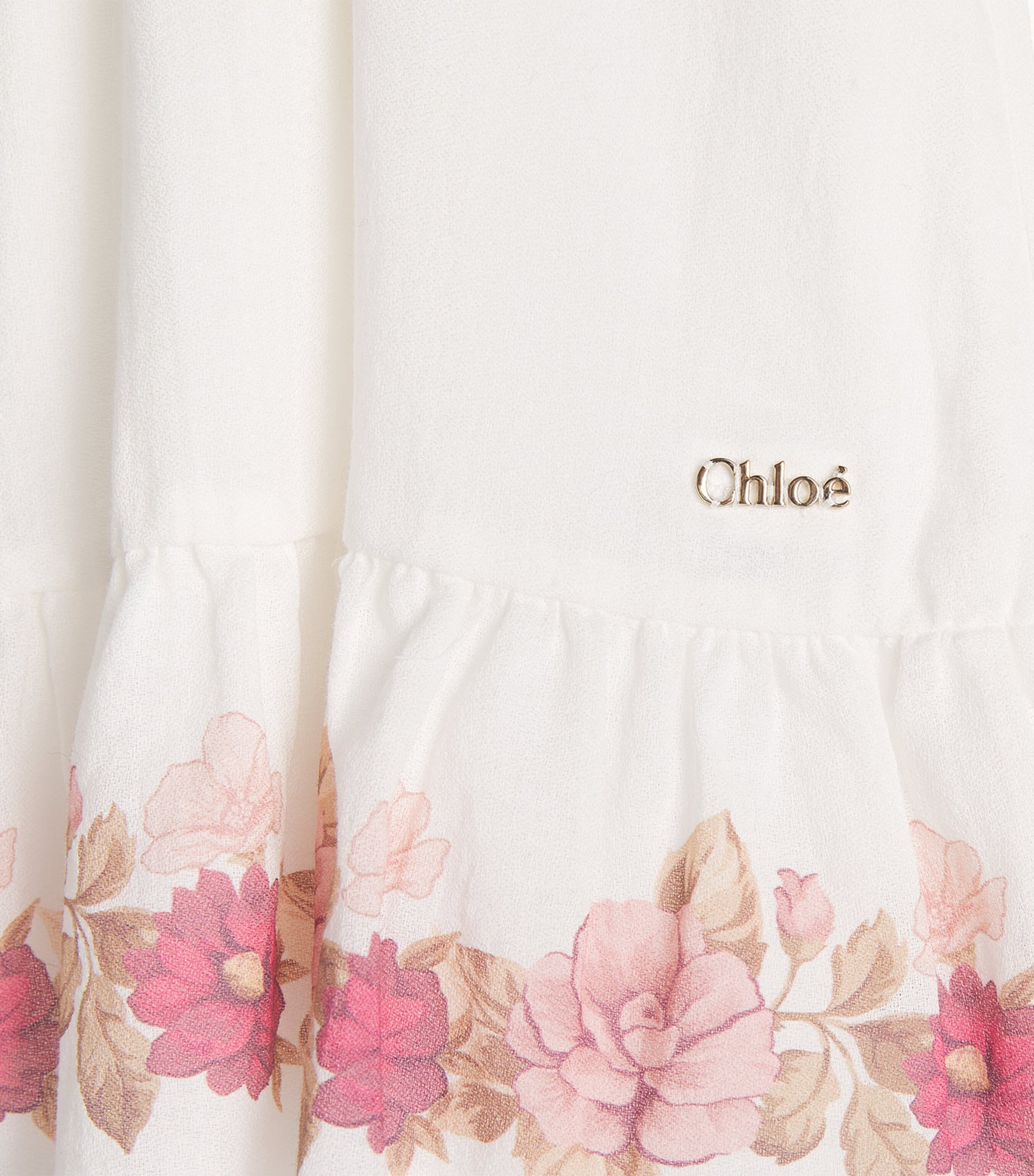 Chloé Kids Cotton Floral Print Dress and Leggings Set (1-18 Months) Offwhite Image 3