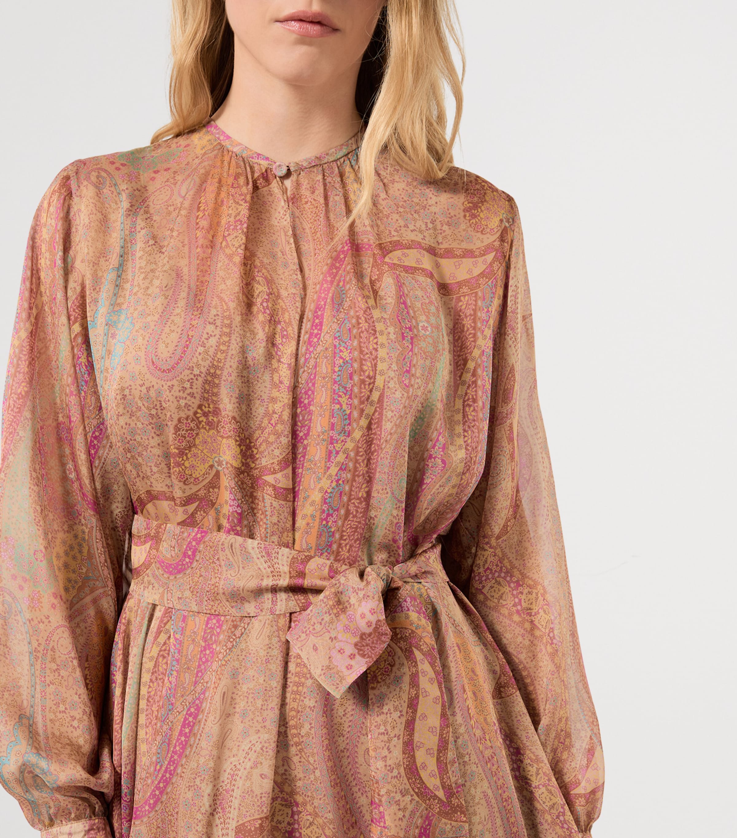 Marina Rinaldi Womens Silk Printed Maxi Dress Camel Image 5
